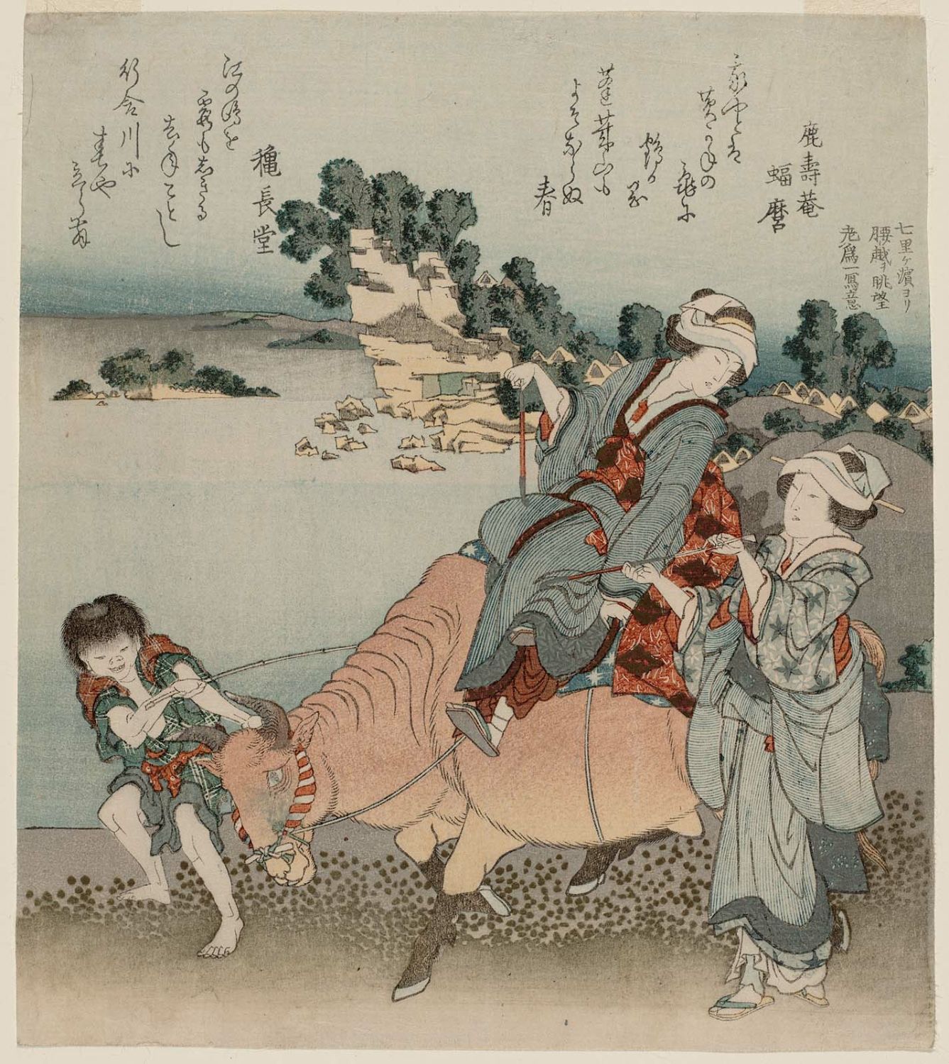 《从七里滨眺望越越 约 1829 年》（View of Koshigoe from Shichiri-ga-hama 约 1829）｜葛饰北斋 Katsushika Hokusai｜1829