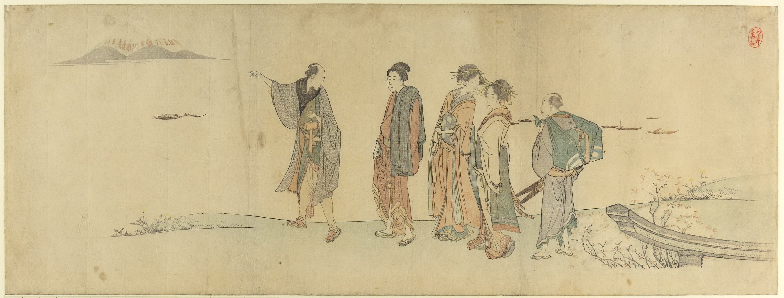 《湖边聚会》（Party by the lake）｜葛饰北斋 Katsushika Hokusai｜19世纪初
