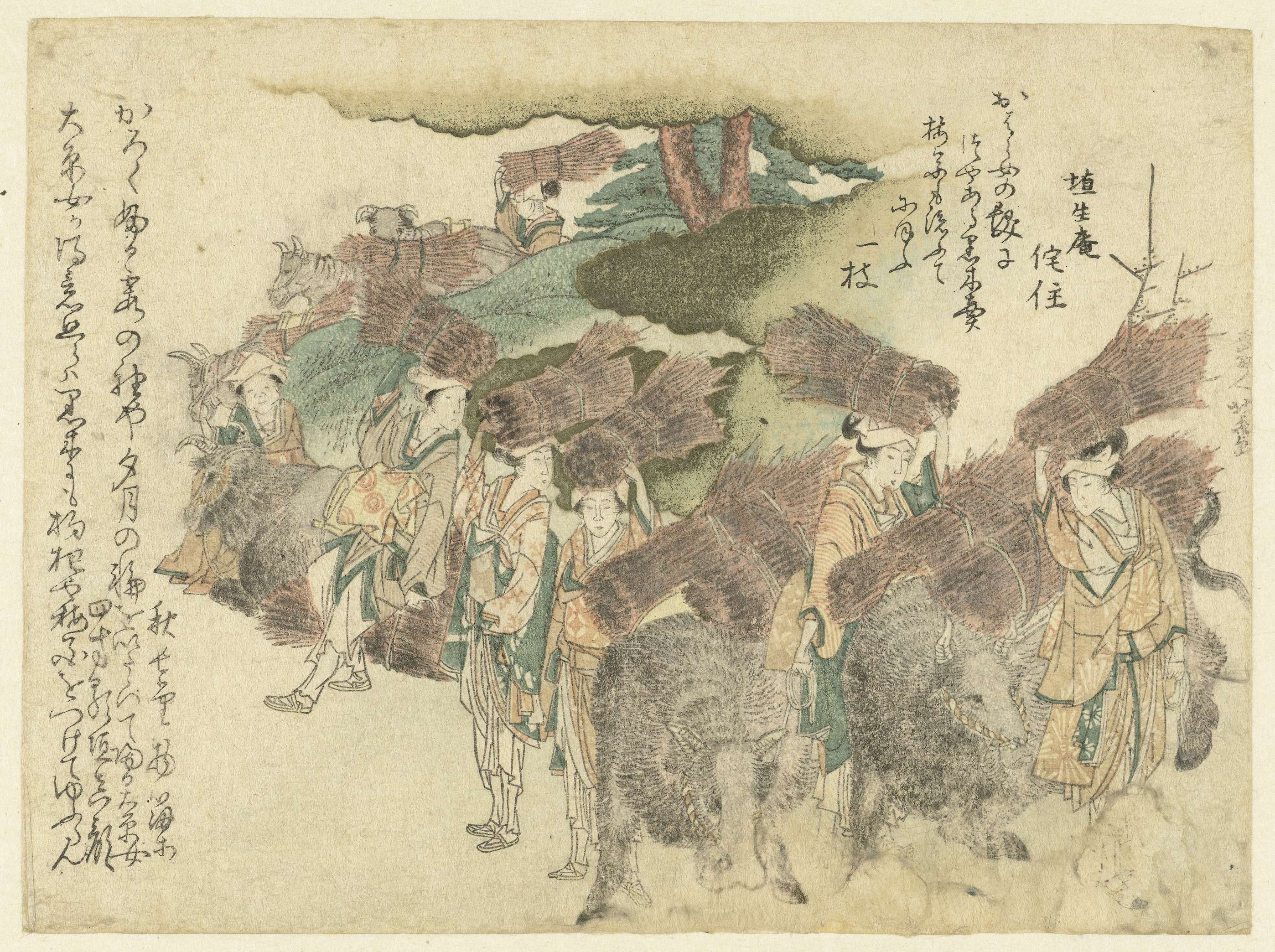 《京都奥黑尔村的妇女约 1803》（Women from Ohare Village in Kyoto 约 1803）｜葛饰北斋 Katsushika Hokusai｜1803