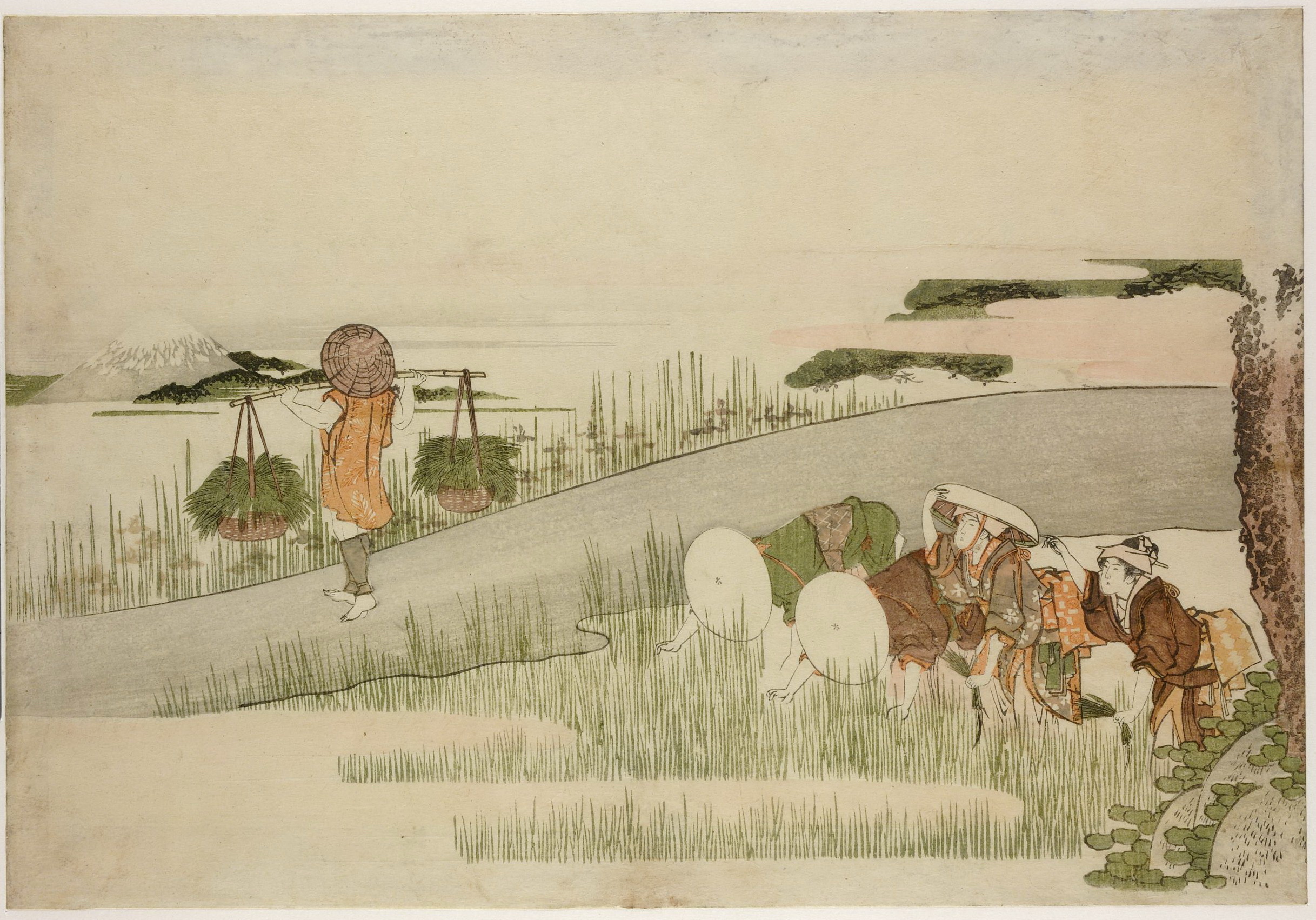 《水稻种植和富士山》（Rice planting and Mount Fuji）｜葛饰北斋 Katsushika Hokusai｜19世纪初