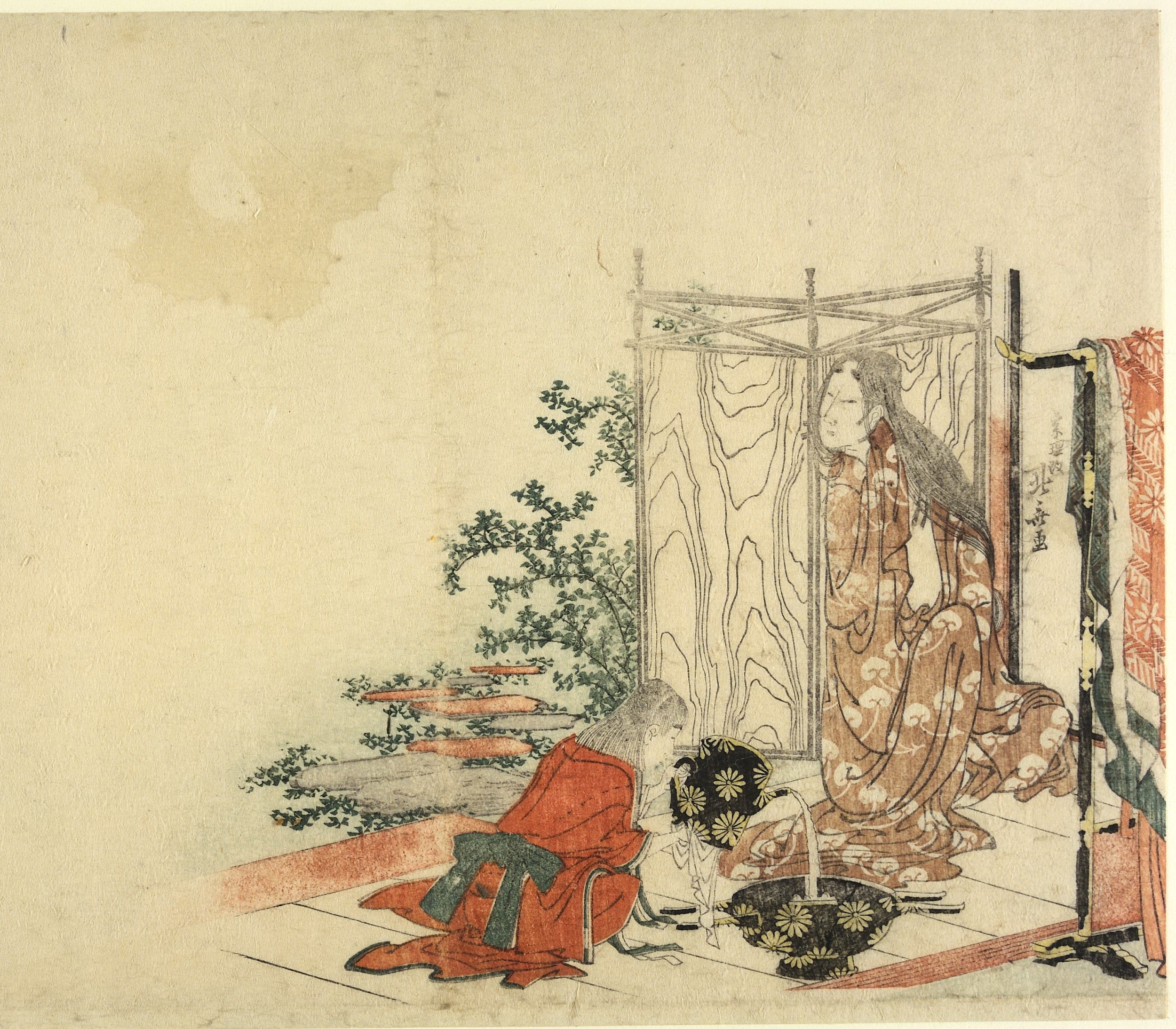 《净琉璃公主准备进行沐浴仪式 1799 第 2 页》（Princess Joruri prepares to perform a ritual bath 1799 sheet 2）｜葛饰北斋 Katsushika Hokusai｜1799