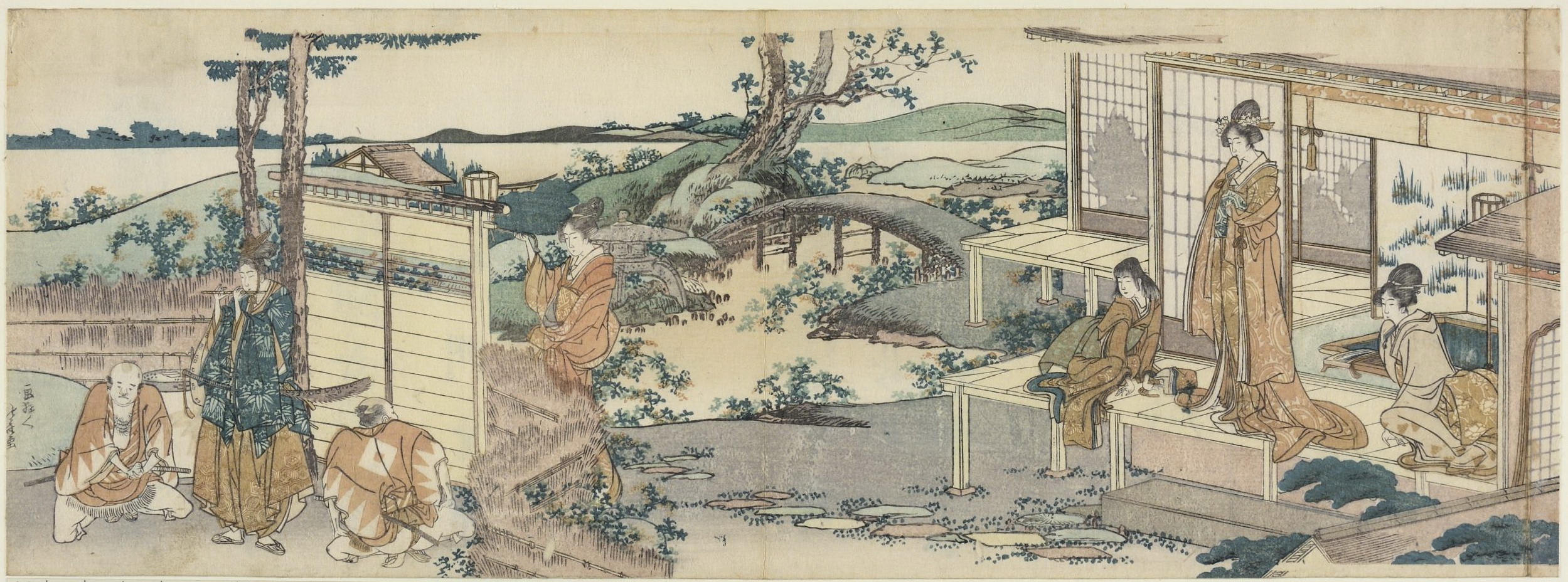 《净琉璃公主与义经 1801-1807》（Princess Joruri and Yoshitsune 1801-1807）｜葛饰北斋 Katsushika Hokusai｜1801-1807