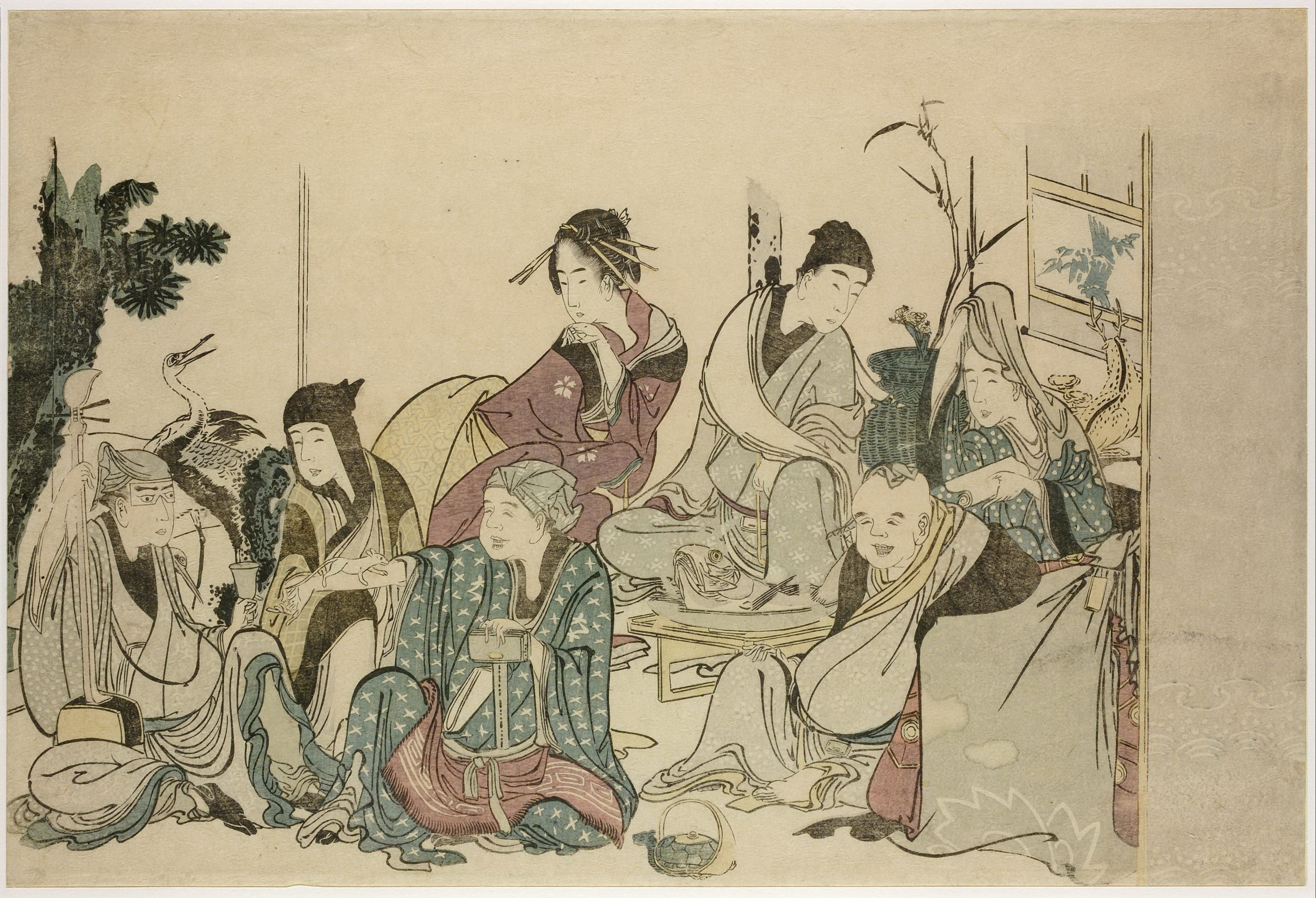 《幸运和幸福的七位神及其属性约1804》（Seven deities of luck and happiness with their attributes 约 1804）｜葛饰北斋 Katsushika Hokusai｜1804