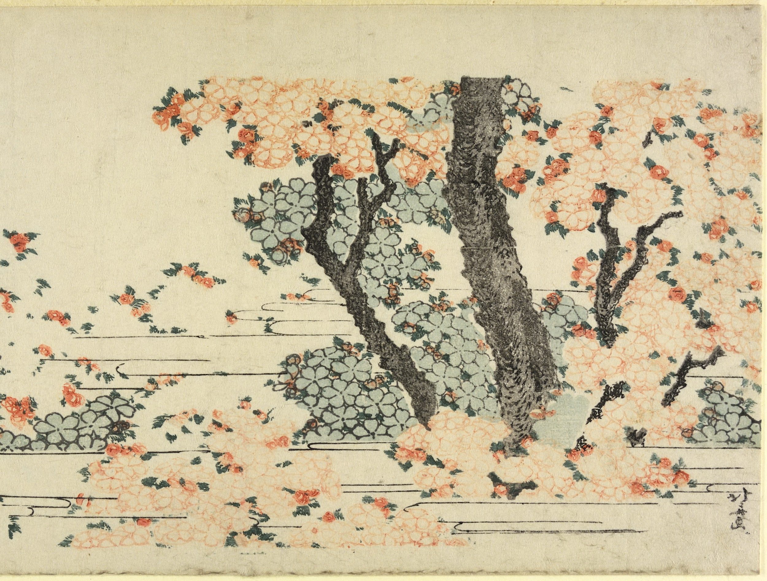 《雾中樱花第2张》（Cherry blossoms in the fog Sheet 2）｜葛饰北斋 Katsushika Hokusai｜19世纪初