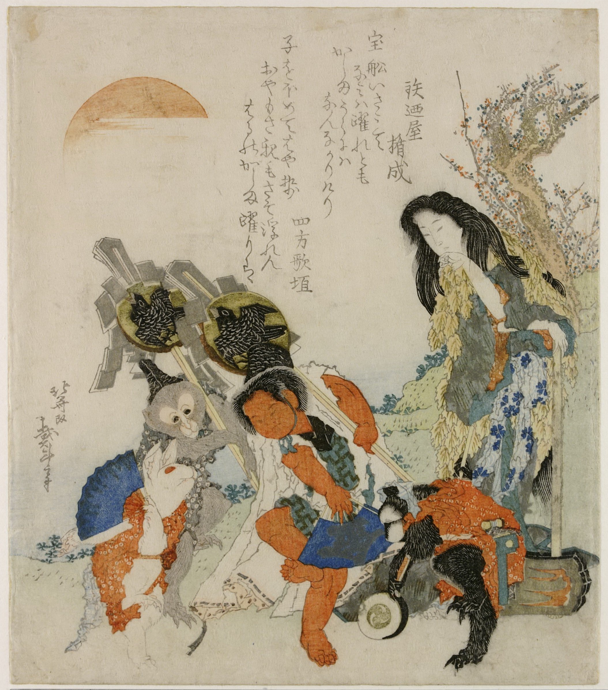 《山马、金太郎和他的最爱》（Yamauba, Kintaro and his favorites）｜葛饰北斋 Katsushika Hokusai｜19世纪初