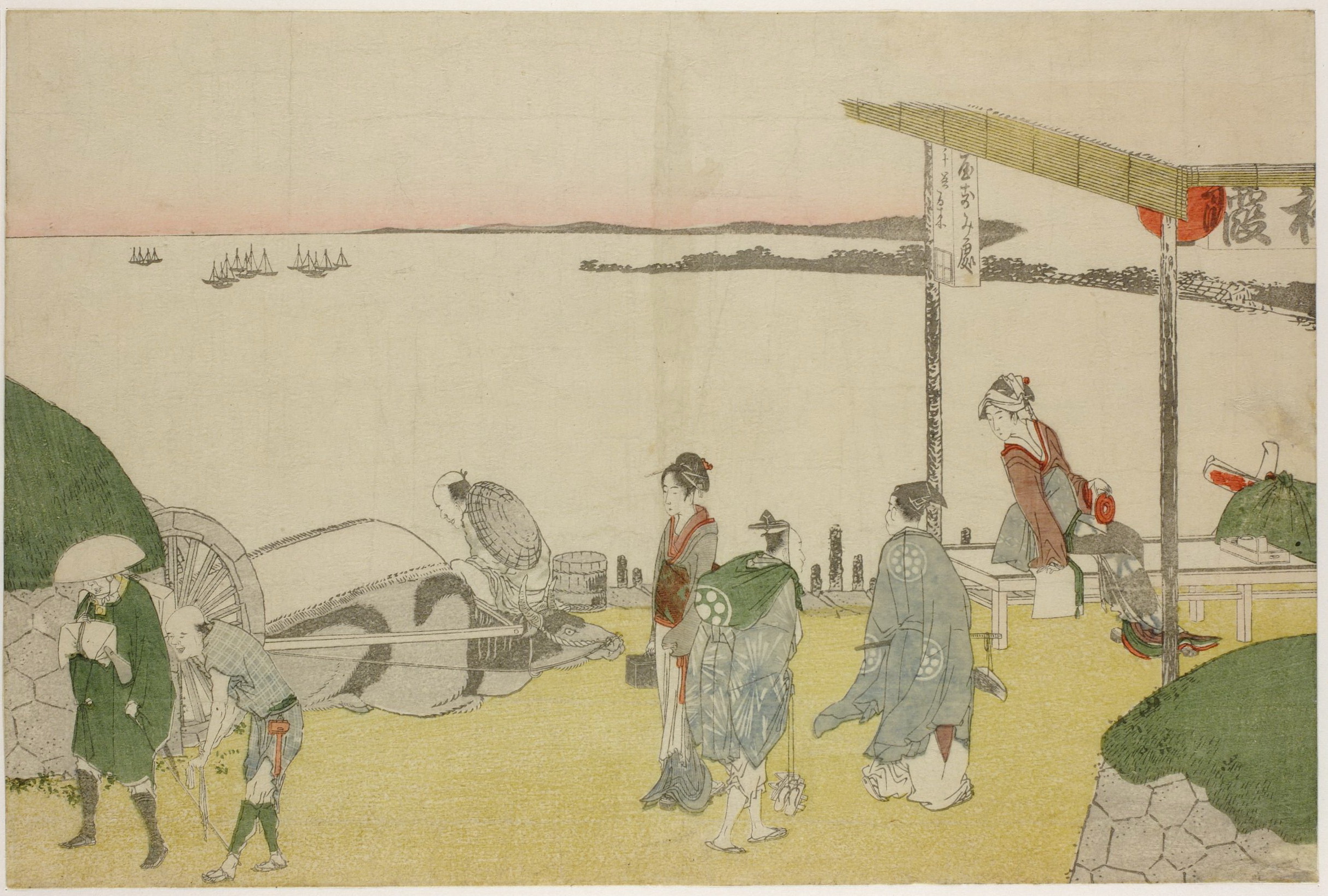 《俯瞰高轮江户湾的海滨长廊》（Promenade overlooking Edo Bay in Takanawa）｜葛饰北斋 Katsushika Hokusai｜19世纪