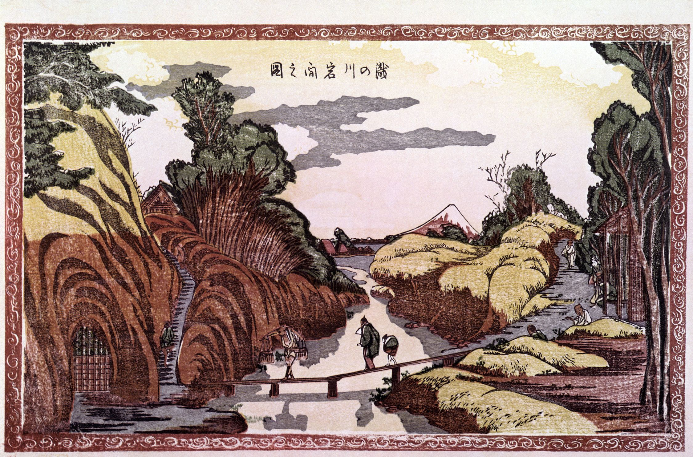 《岩间泷野川的景色》（View of Iwama Takinogawa）｜葛饰北斋 Katsushika Hokusai｜不明