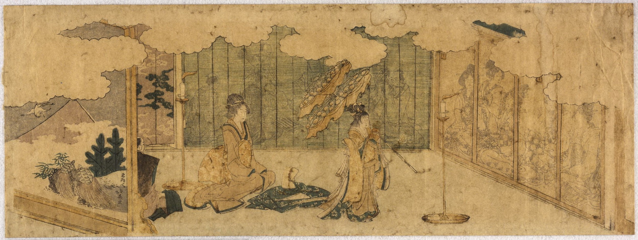 《双连画 贵族家里的场景》（Diptych Scene in a nobleman's house）｜葛饰北斋 Katsushika Hokusai｜不明