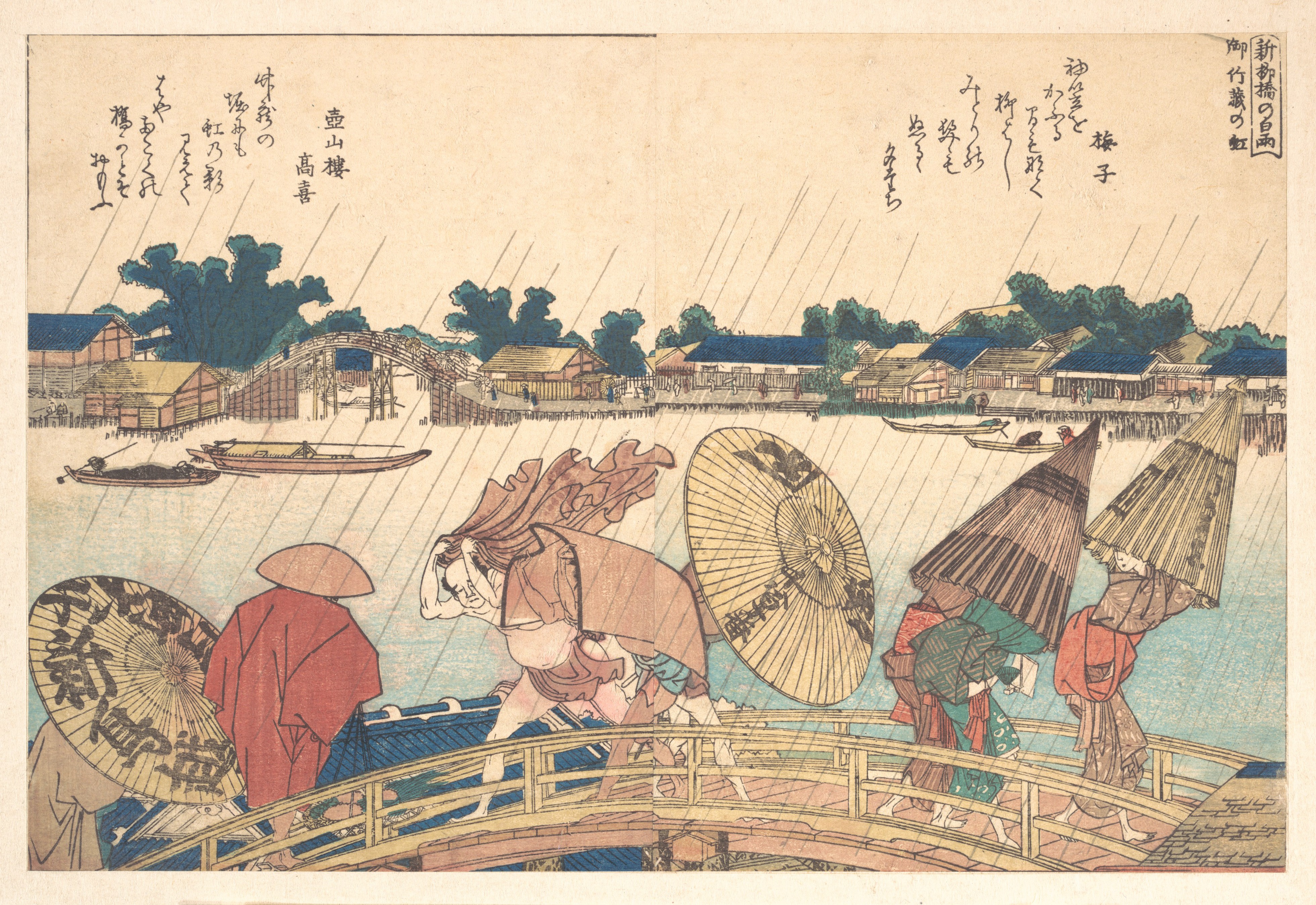 《柳桥降雨 1806》（Rainfall on Yanagi Bridge 1806）｜葛饰北斋 Katsushika Hokusai｜1806