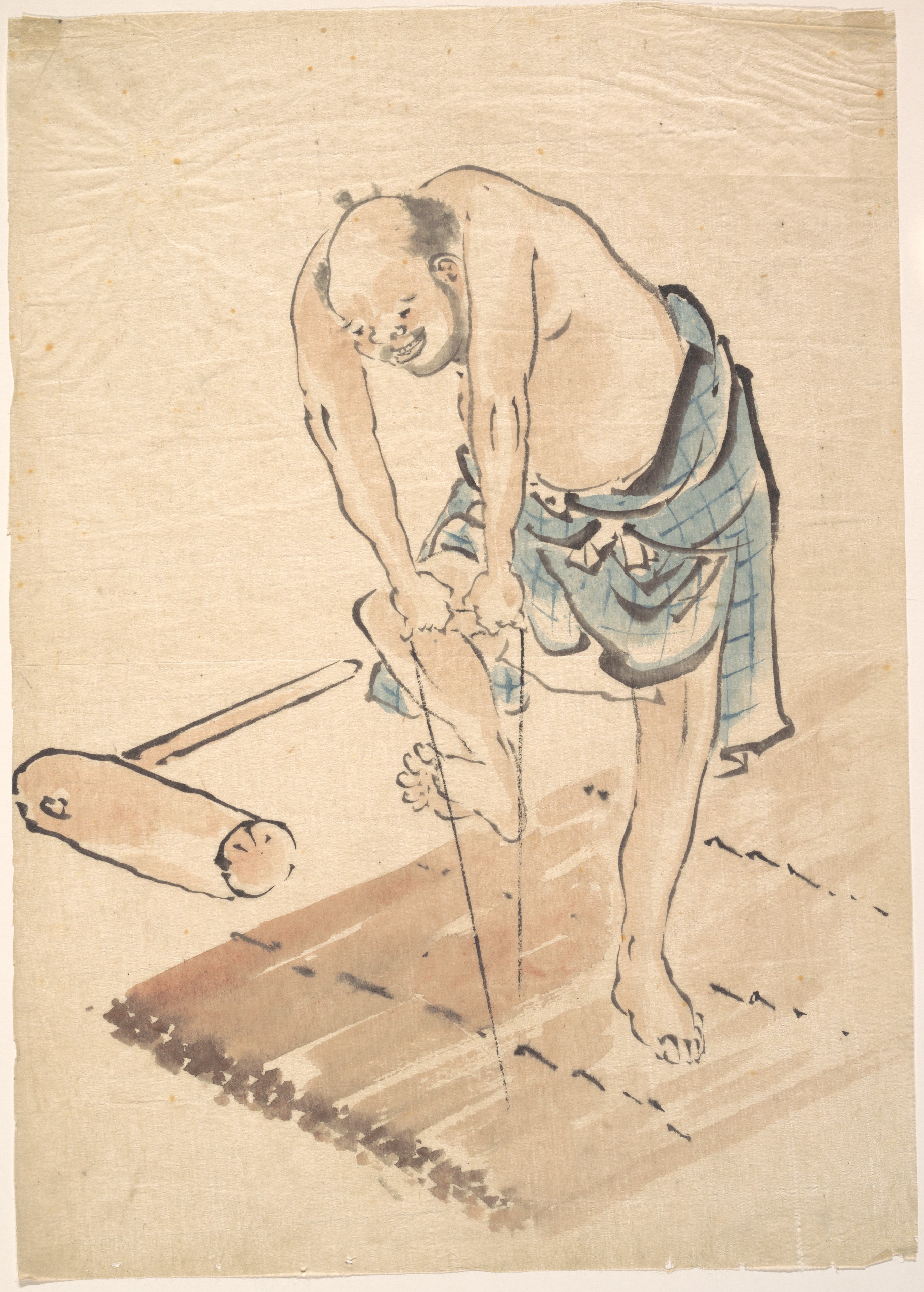 《建造木筏的人》（Man building a raft）｜葛饰北斋 Katsushika Hokusai｜不明