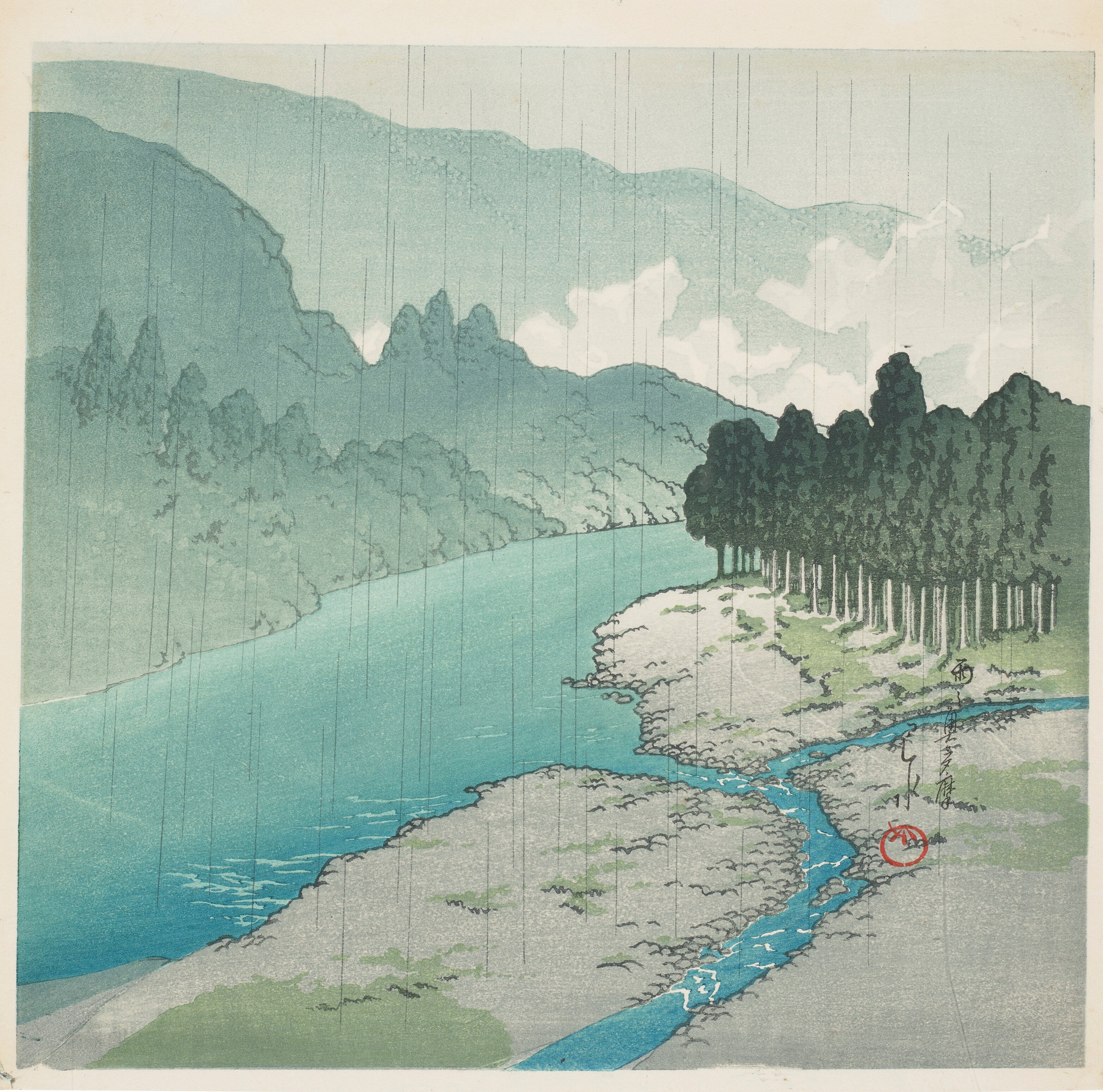 《雨中的奥多摩》（Okutama in rain）｜川濑巴水 Kawase Hasui｜不明