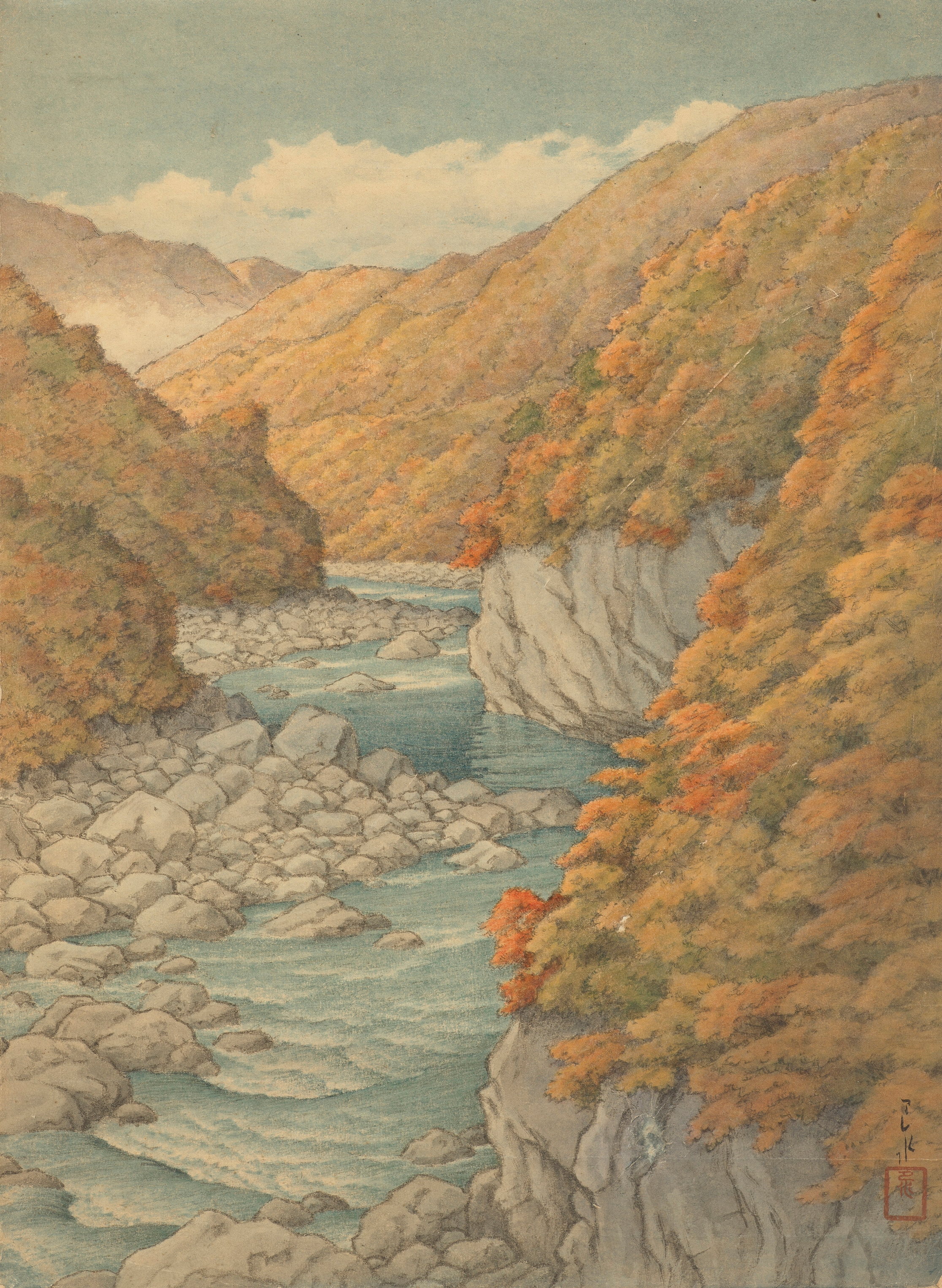 《秋景》（Autumn Landscape）｜川濑巴水 Kawase Hasui｜不明