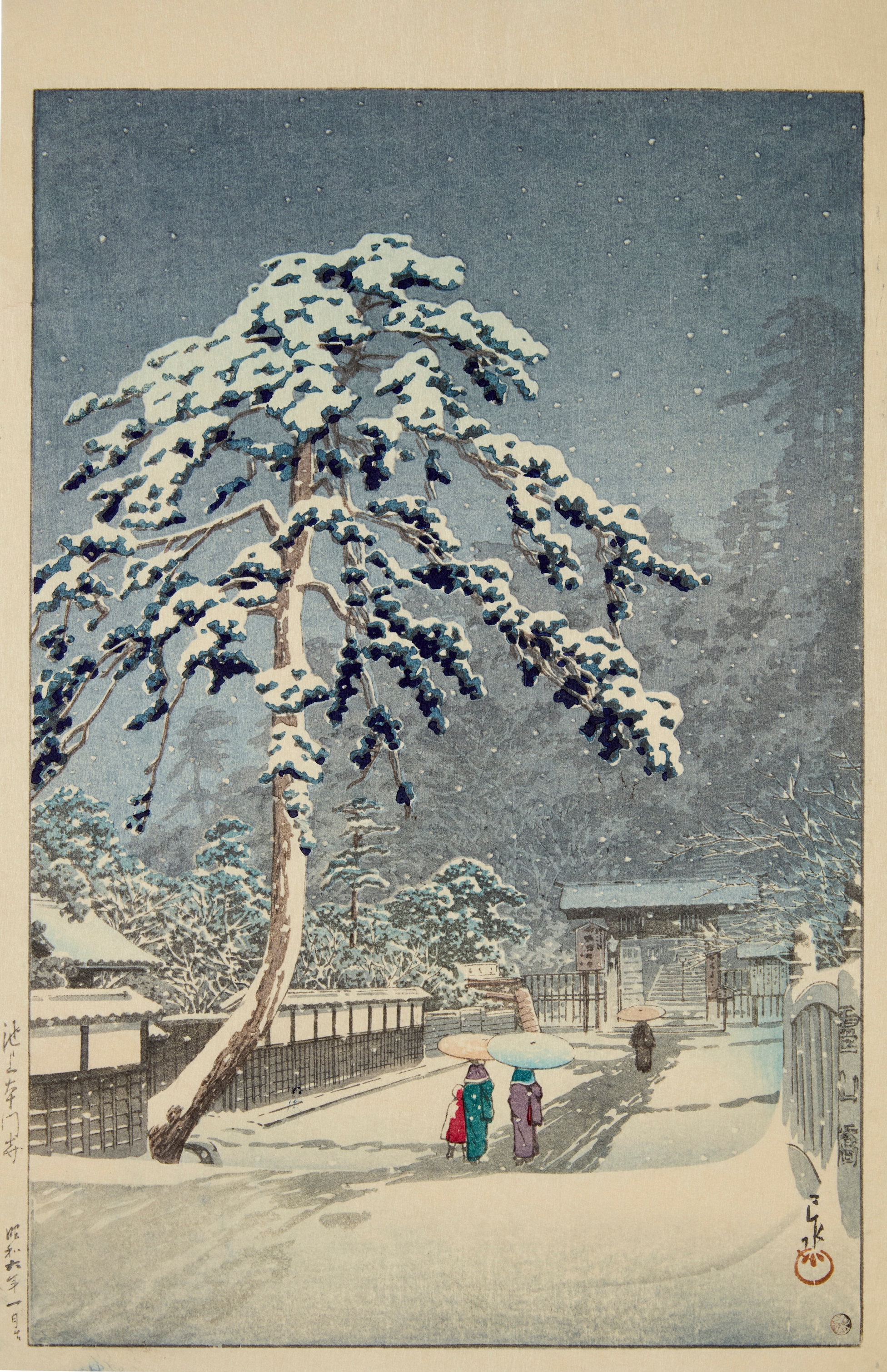 《池上本门寺》（Honmon Temple, Ikegami）｜川濑巴水 Kawase Hasui｜1931