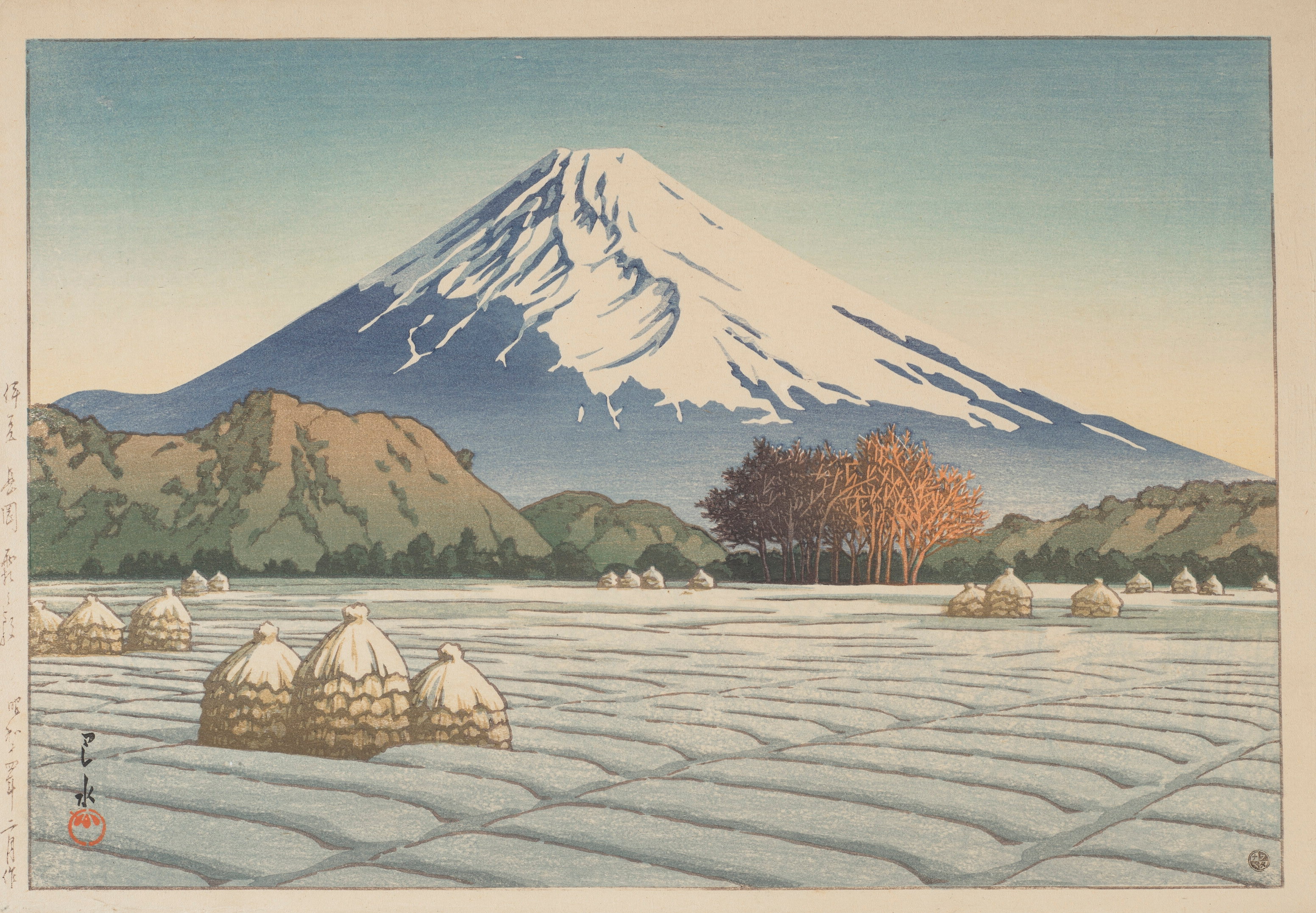 《伊豆长冈霜晨》（Frosty morning in Nagaoka, Izu）｜川濑巴水 Kawase Hasui｜1939