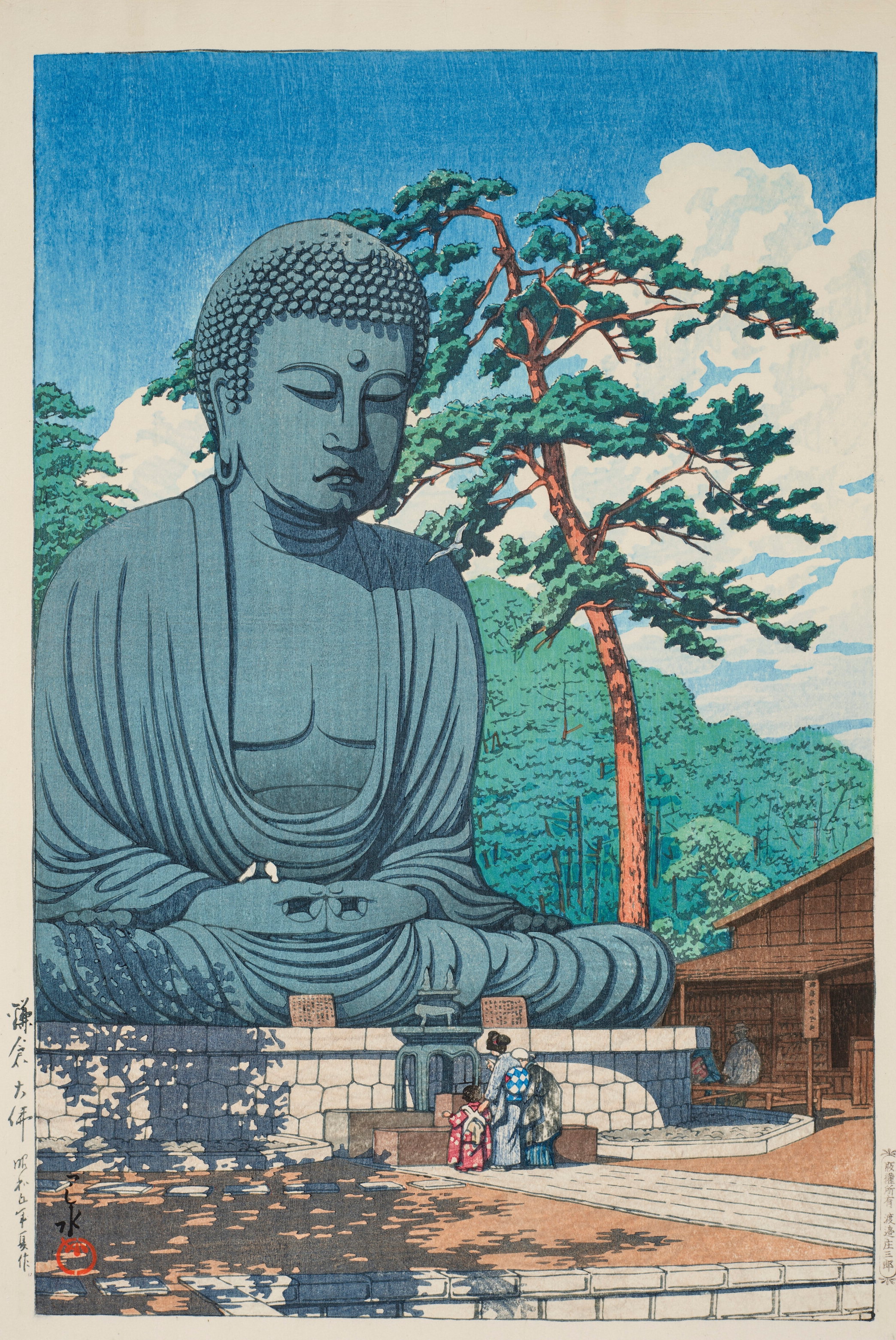 《镰仓大佛》（The Great Buddha at Kamamura）｜川濑巴水 Kawase Hasui｜1930