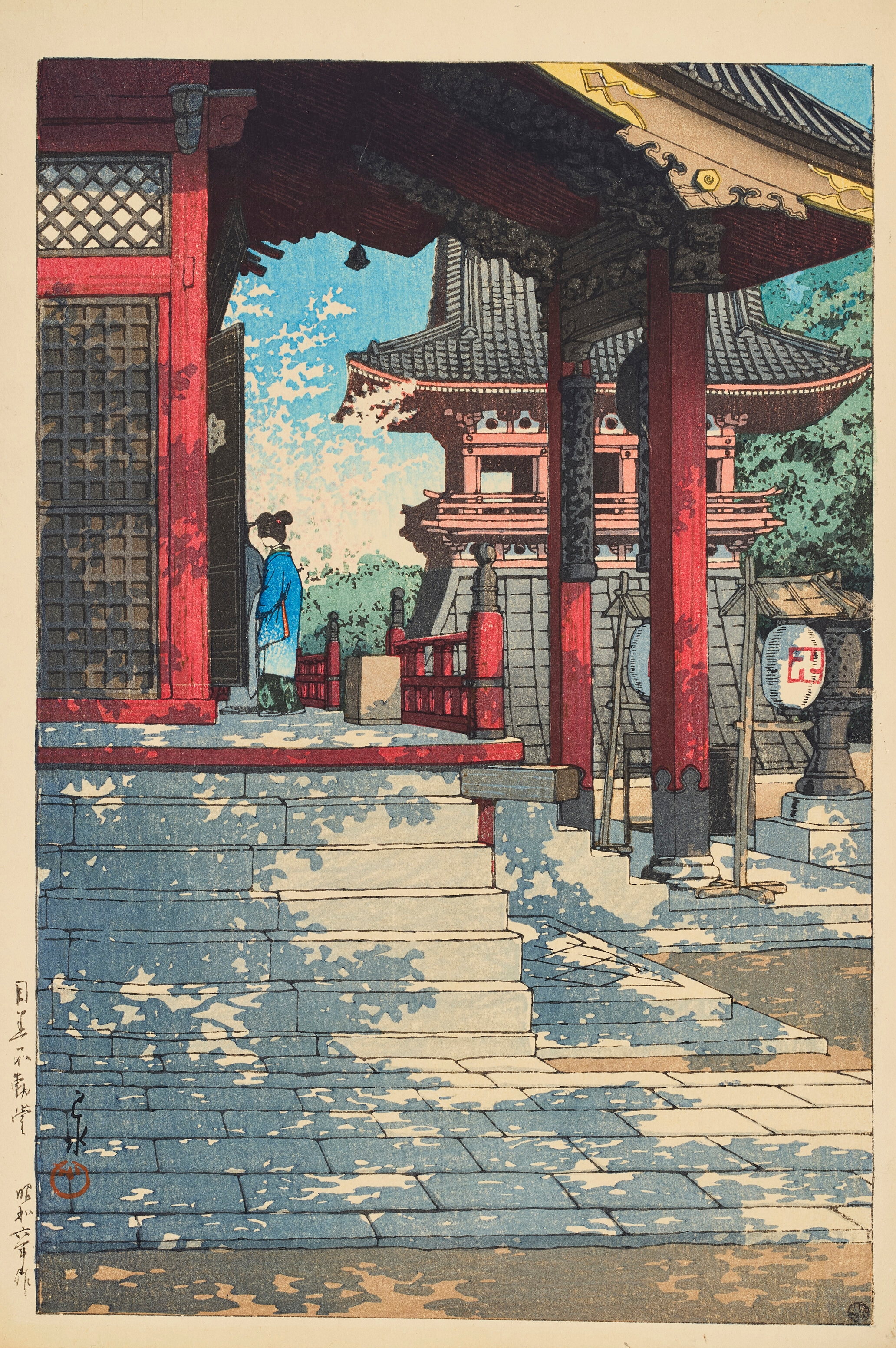 《目黑不动堂》（Fudo Hall in Meguro）｜川濑巴水 Kawase Hasui｜1931