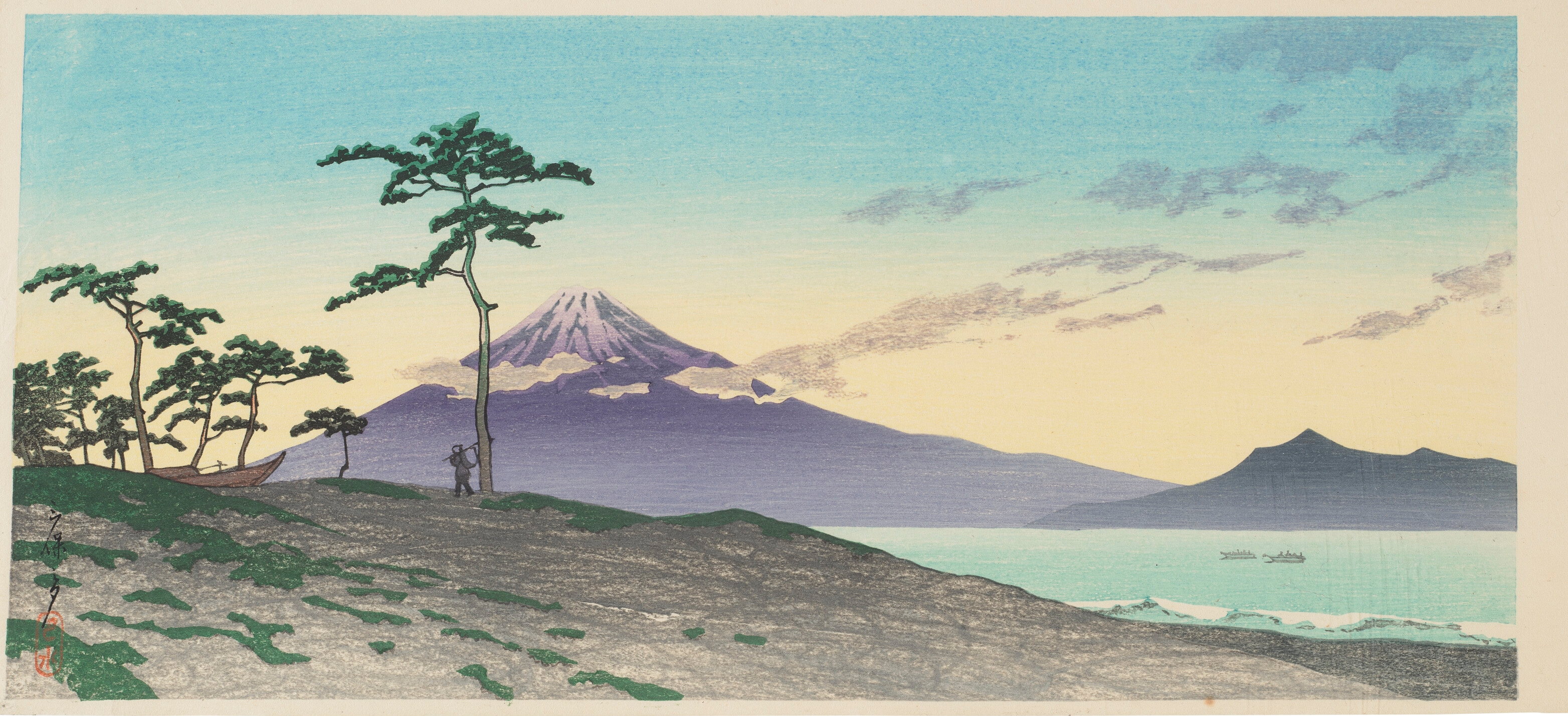 《三保之夕》（Evening at Miho）｜川濑巴水 Kawase Hasui｜1945