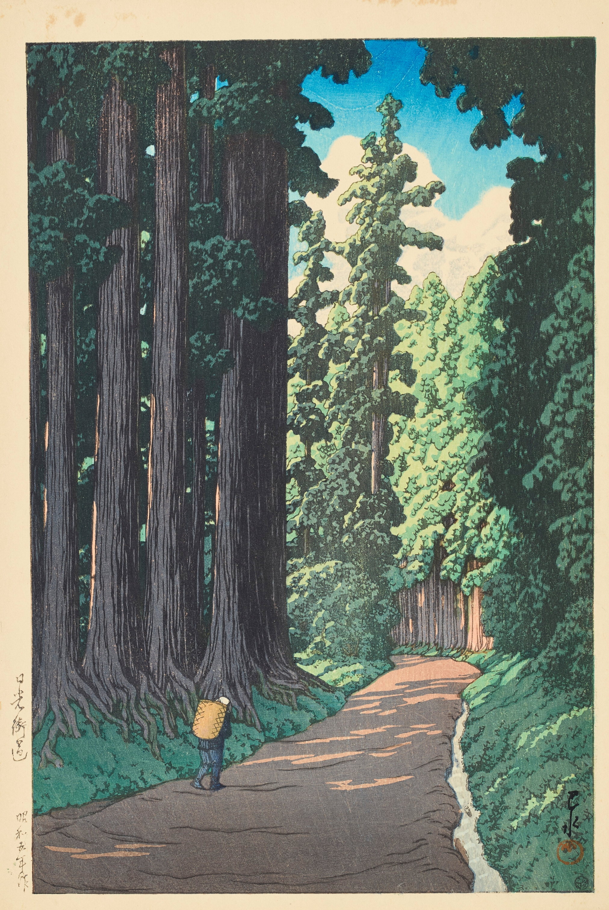 《日光街道》（The Road to Nikko）｜川濑巴水 Kawase Hasui｜1930