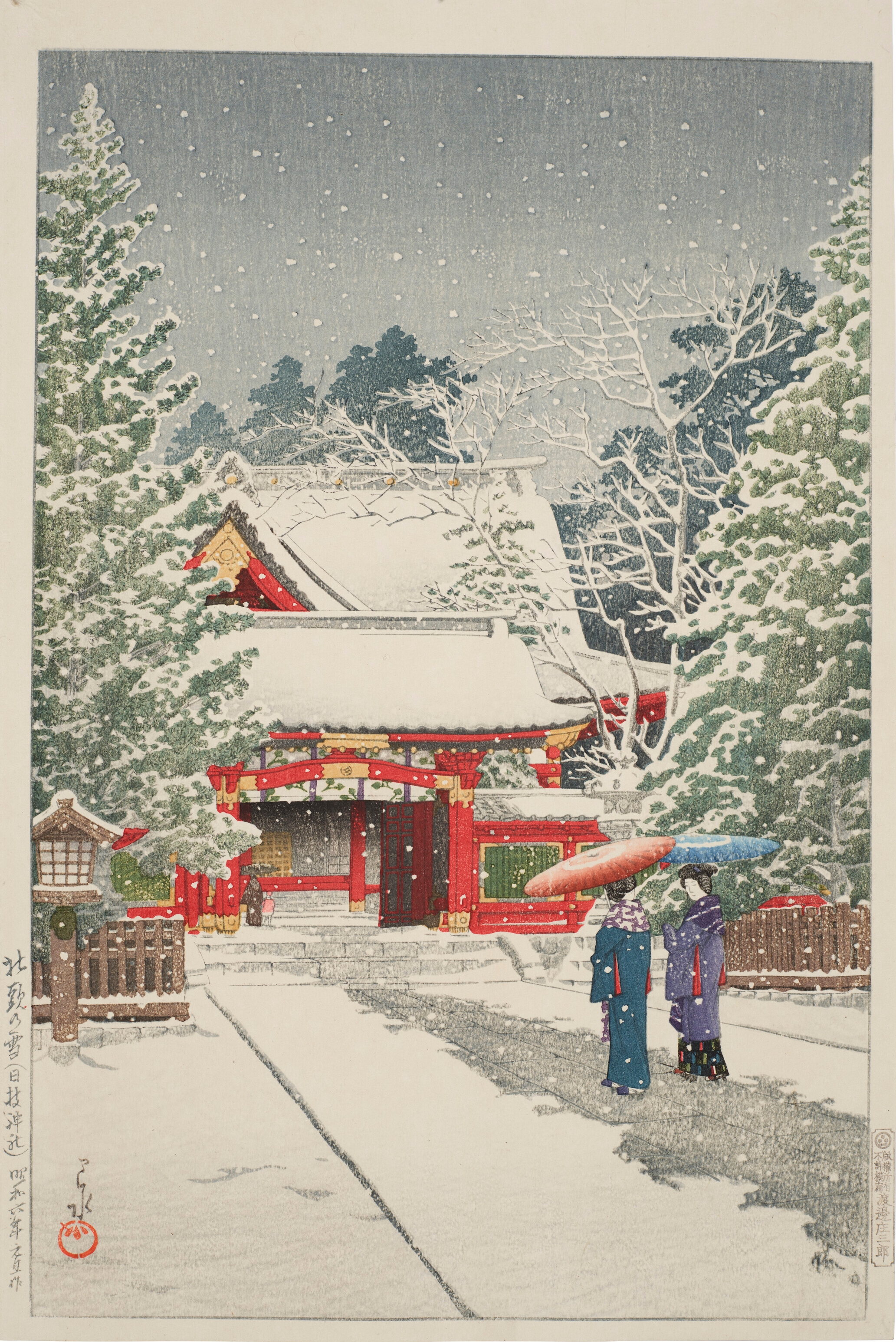 《日枝神社之雪》（Snow at Hie Shrine）｜川濑巴水 Kawase Hasui｜1931