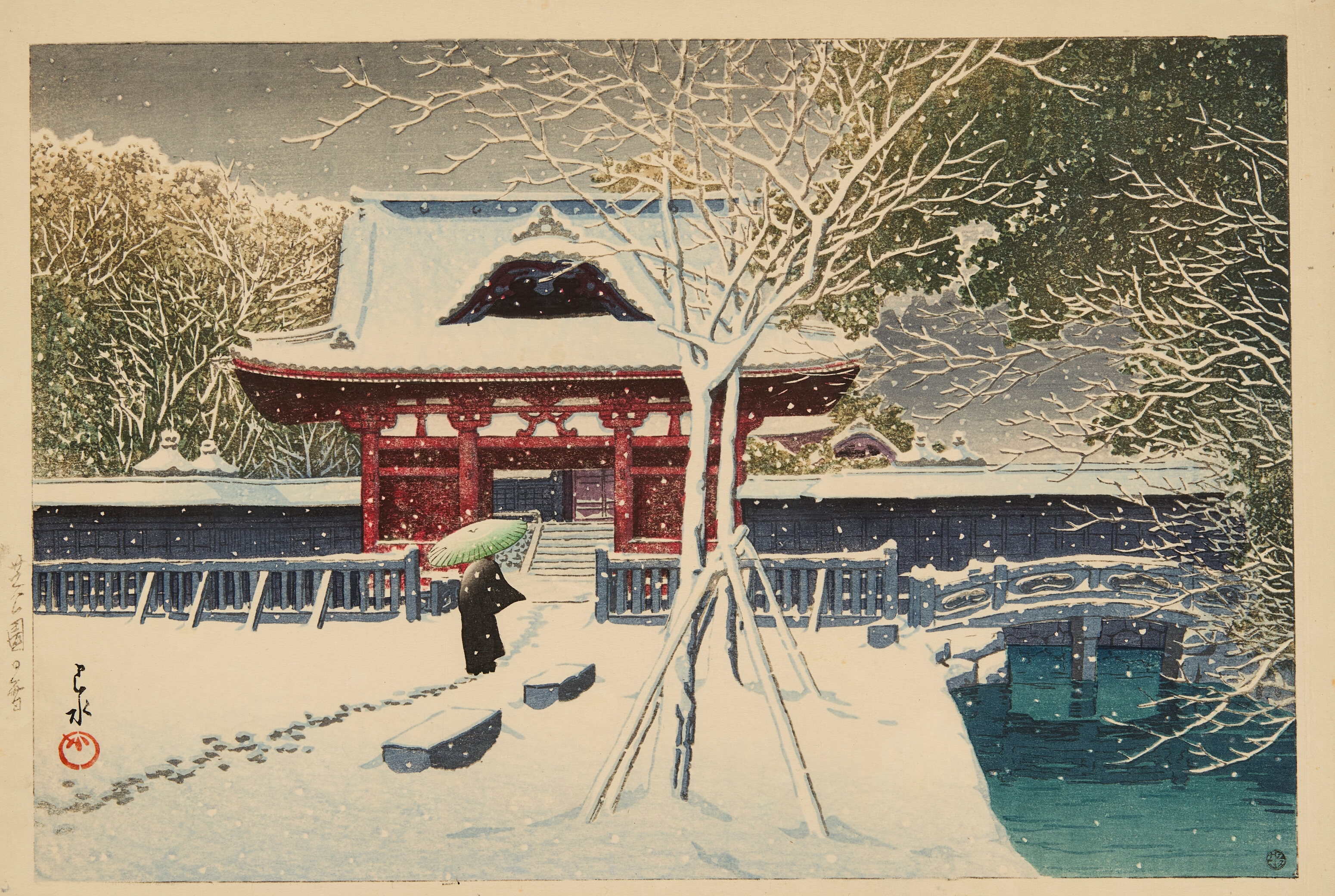 《芝公园之雪》（Snow at Shiba Park）｜川濑巴水 Kawase Hasui｜1931