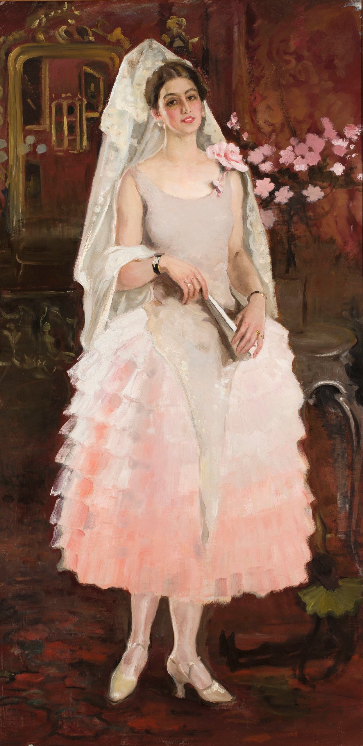 《粉红衣裙女士肖像（西班牙女子）》（Portrait of a lady in pink dress – Spanish woman）｜卡齐米日·斯塔布罗夫斯基 Kazimierz Stabrowski｜1927-1928