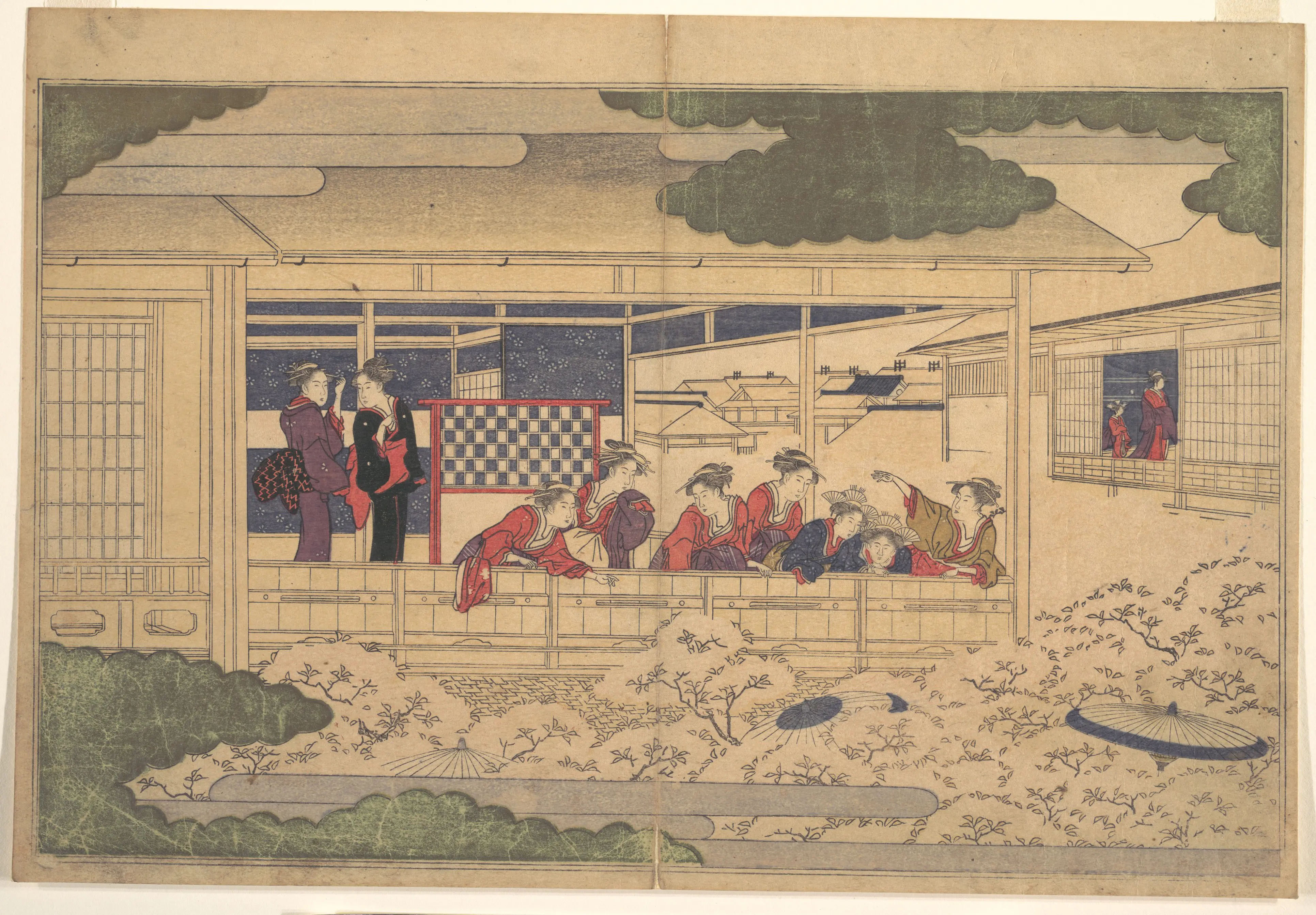 《赏樱》（Viewing Cherry Blossoms）｜喜多川歌麿 Kitagawa Utamaro｜江户时代，1790