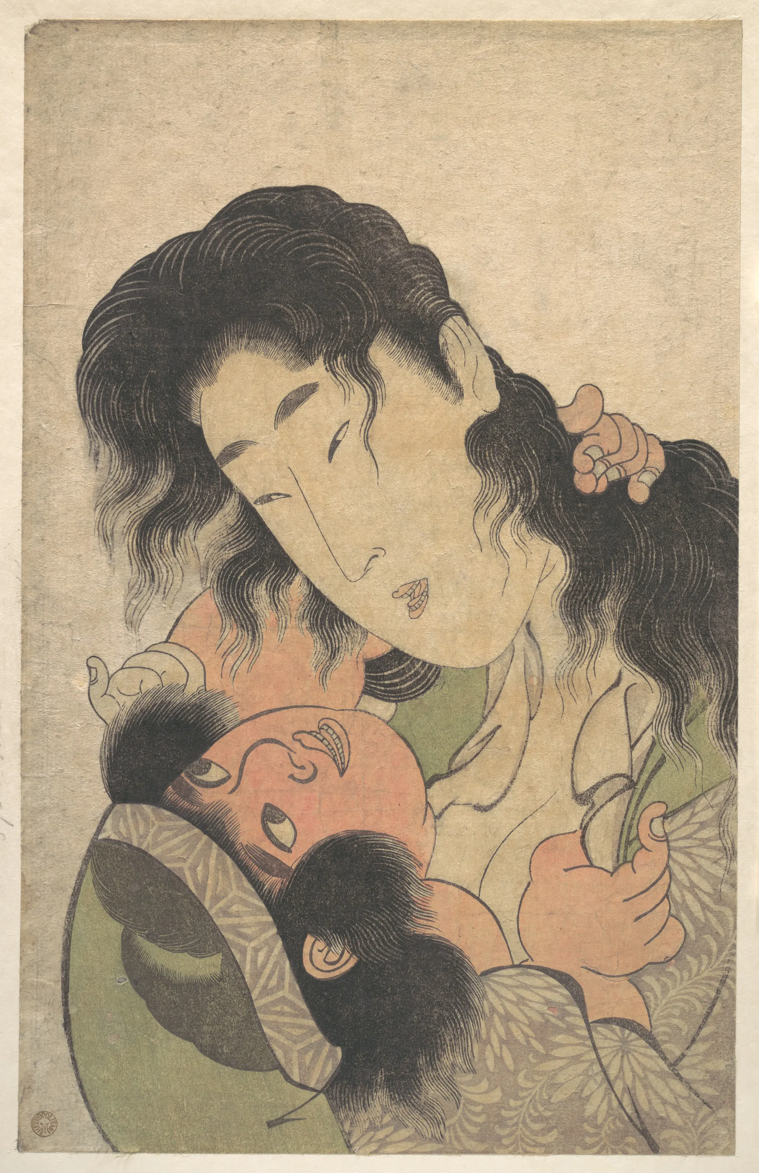 《山姥与金太郎嬉戏》（Yamauba Playing with Kintarō）｜喜多川歌麿 Kitagawa Utamaro｜江户时代，约 1795