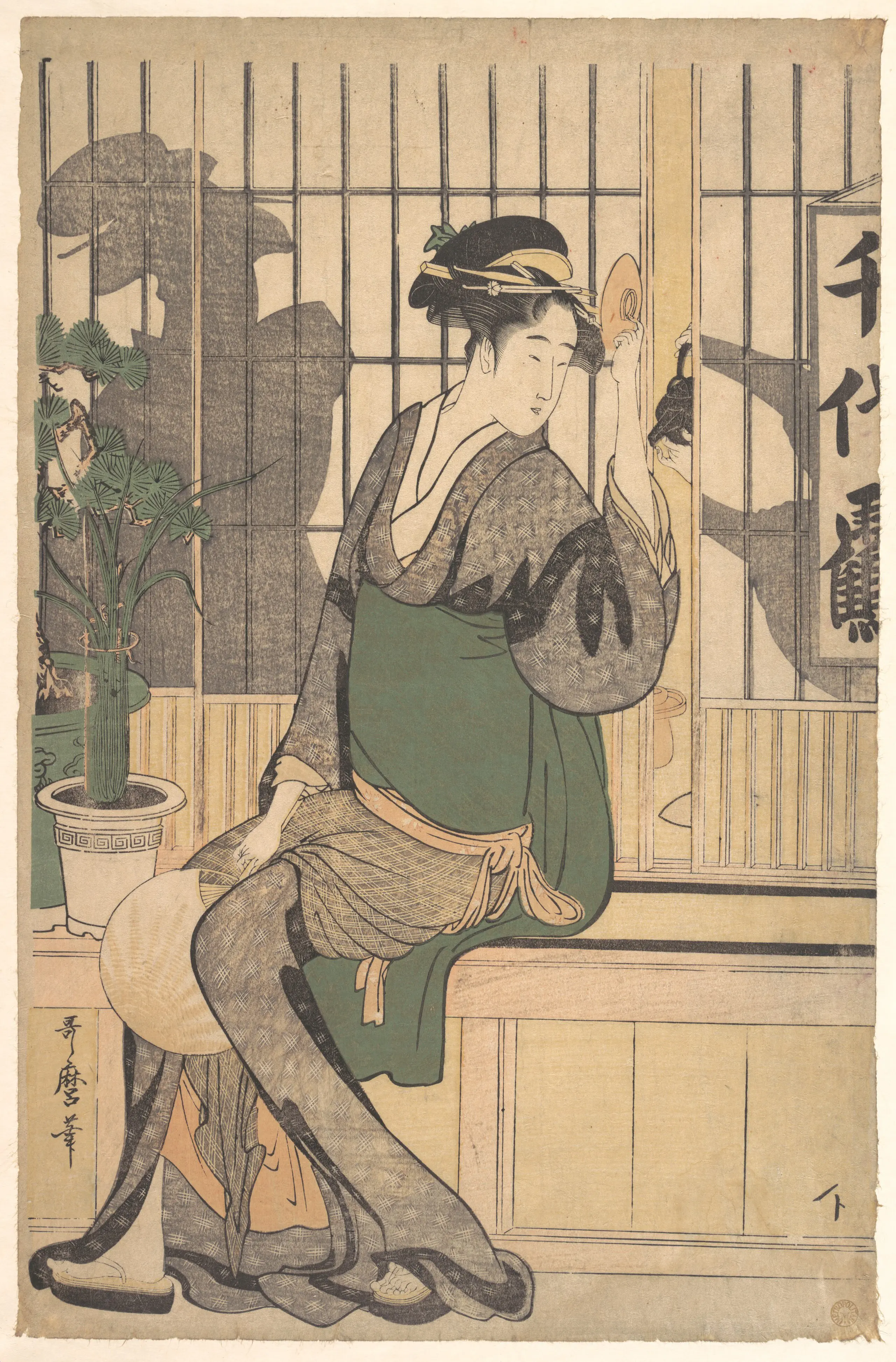《障子上的影子》（Shadows on the Shoji）｜喜多川歌麿 Kitagawa Utamaro｜江户时代，1790s