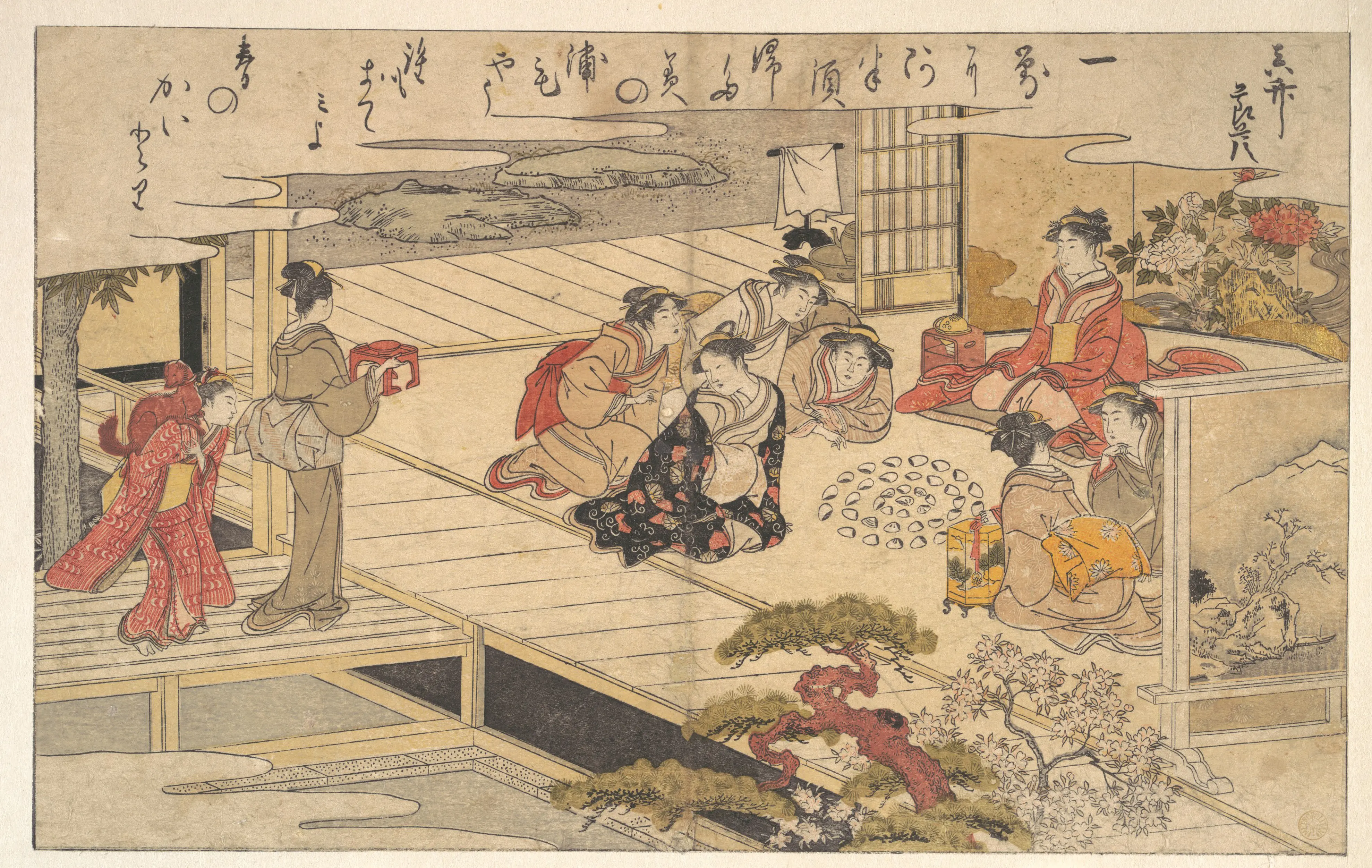 《玩贝壳游戏的少女》（Girls Playing a Game with Shells）｜喜多川歌麿 Kitagawa Utamaro｜江户时代，1790