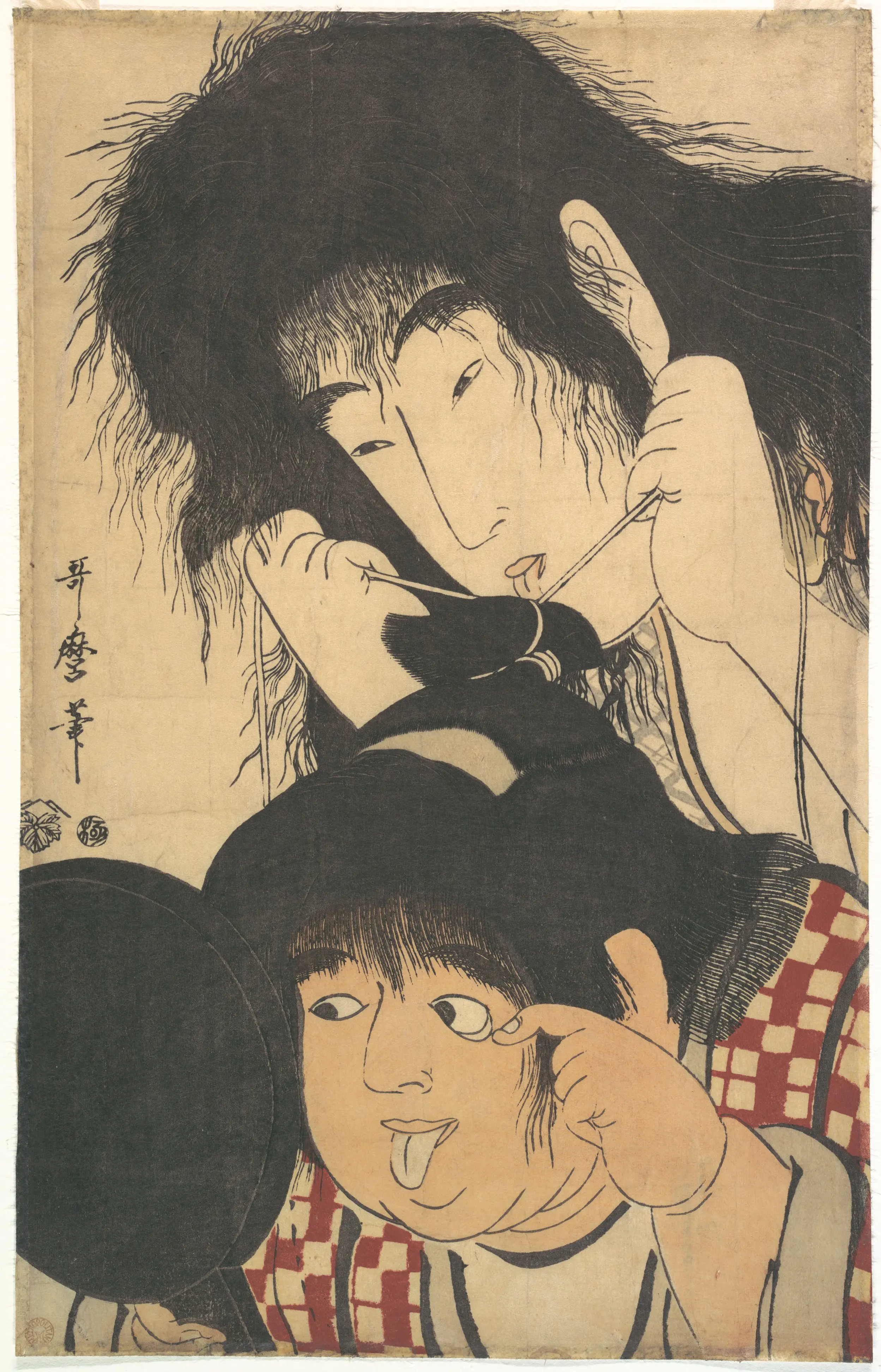 《山姥为金太郎束发》（Yamauba Tying Kintarō’s Topknot）｜喜多川歌麿 Kitagawa Utamaro｜江户时代，约 1795