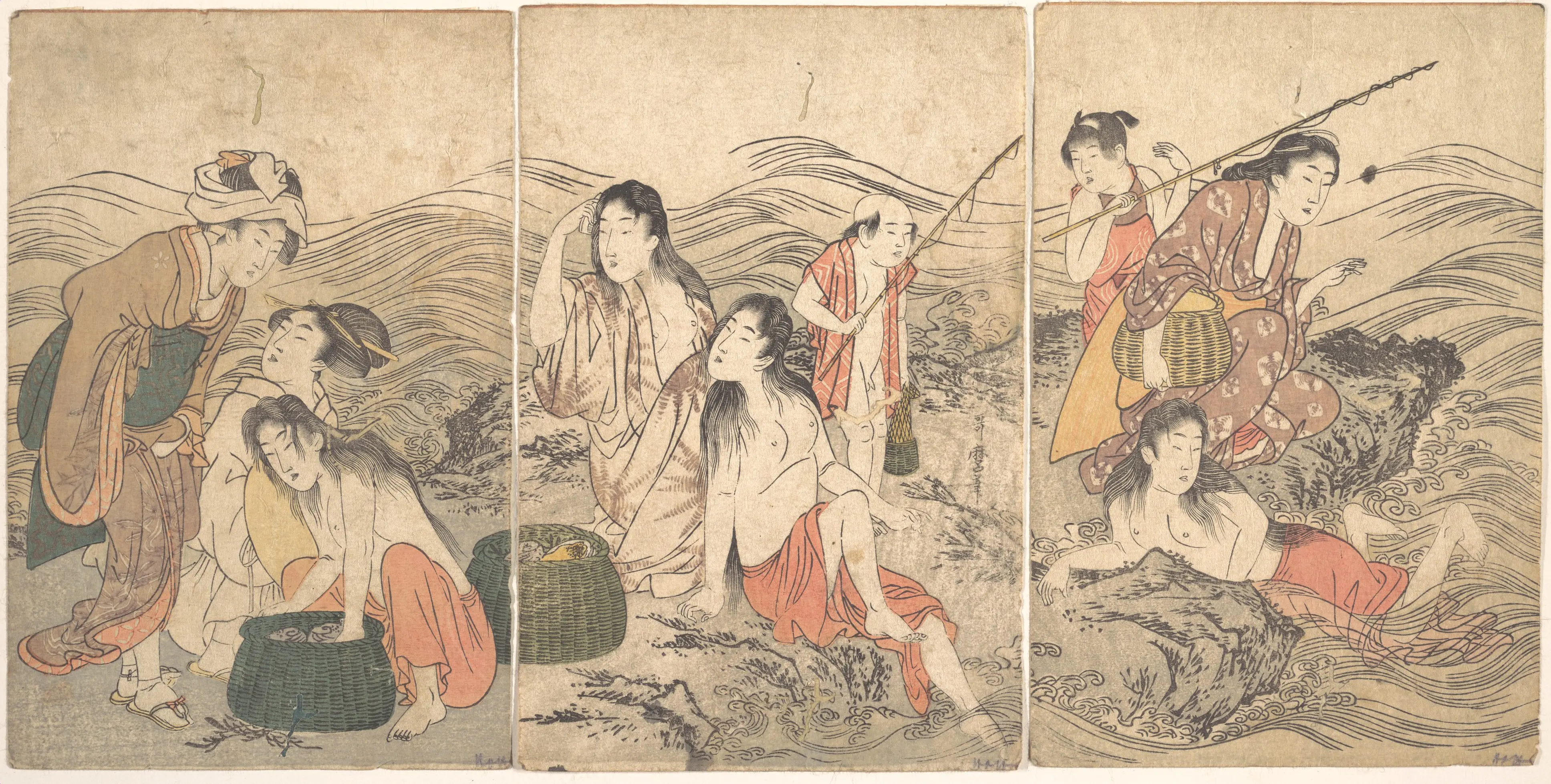 《渔女与浴女》（Girl Fishers and Bathers）｜喜多川歌麿 Kitagawa Utamaro｜江户时代，1791
