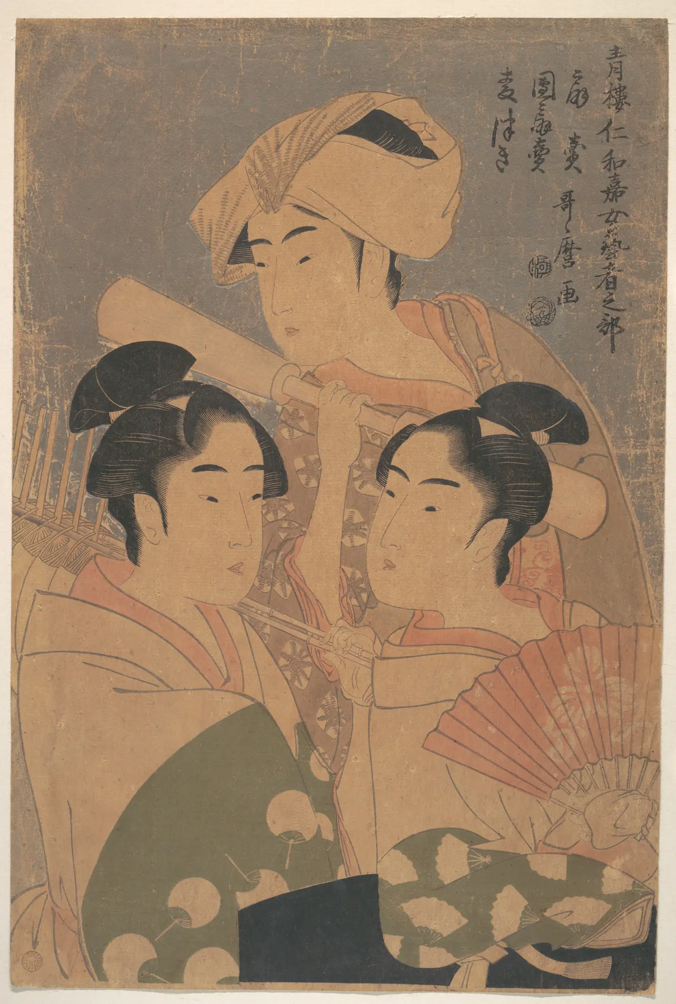 《俄表演者》（The Niwaka Performers）｜喜多川歌麿 Kitagawa Utamaro｜江户时代，约 1795