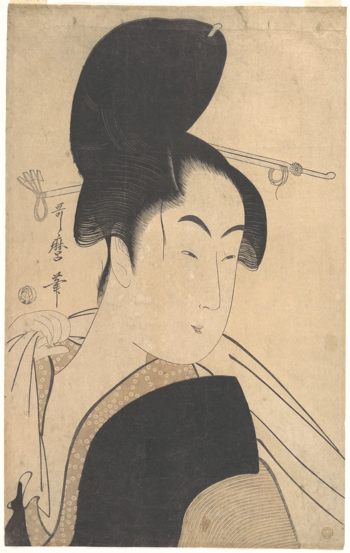 《浴后女子》（Woman after a Bath）｜喜多川歌麿 Kitagawa Utamaro｜江户时代，约 1795