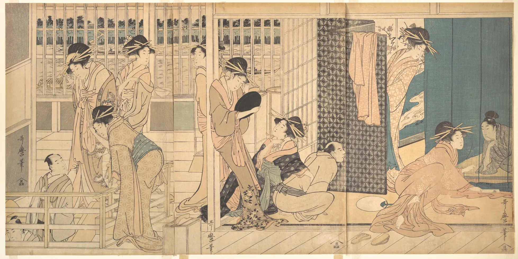《吉原的景色》（Scene in the Yoshiwara）｜喜多川歌麿 Kitagawa Utamaro｜江户时代，约 1790