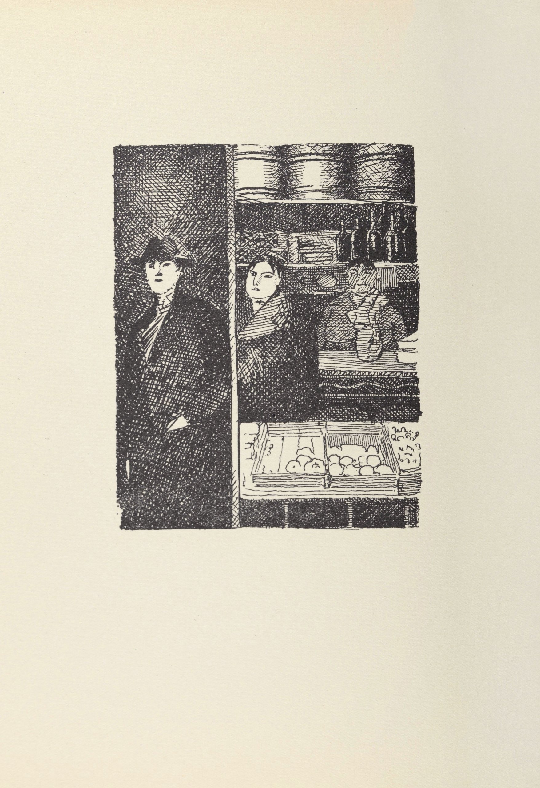 《拿镜子的仆人 pl.5》（The servant with the mirror pl.5）｜莱昂·斯皮里亚特 Léon Spilliaert｜1941