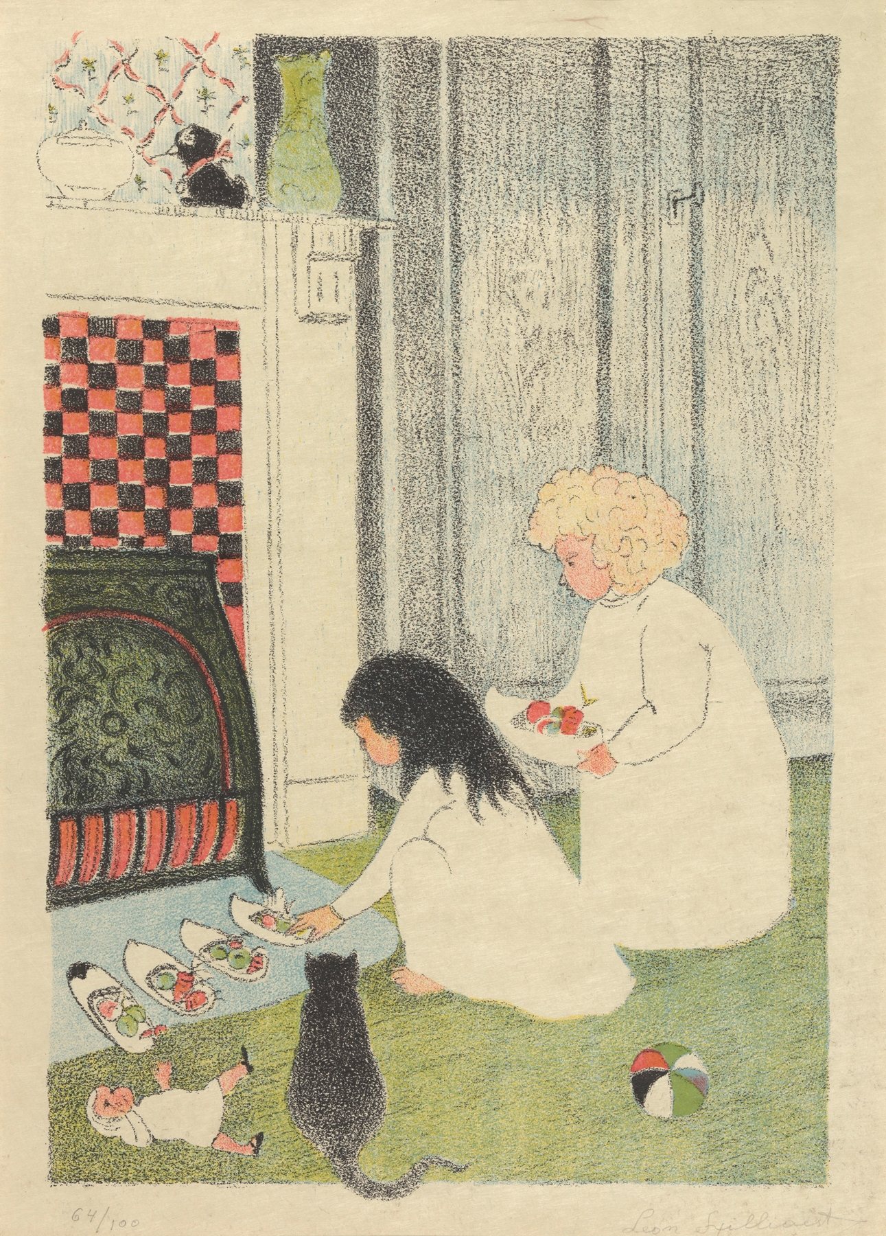 《圣尼古拉斯前夜：壁炉前的木鞋》（Saint Nicholas Eve: The Clogs Before the Hearth）｜莱昂·斯皮里亚特 Léon Spilliaert｜1918