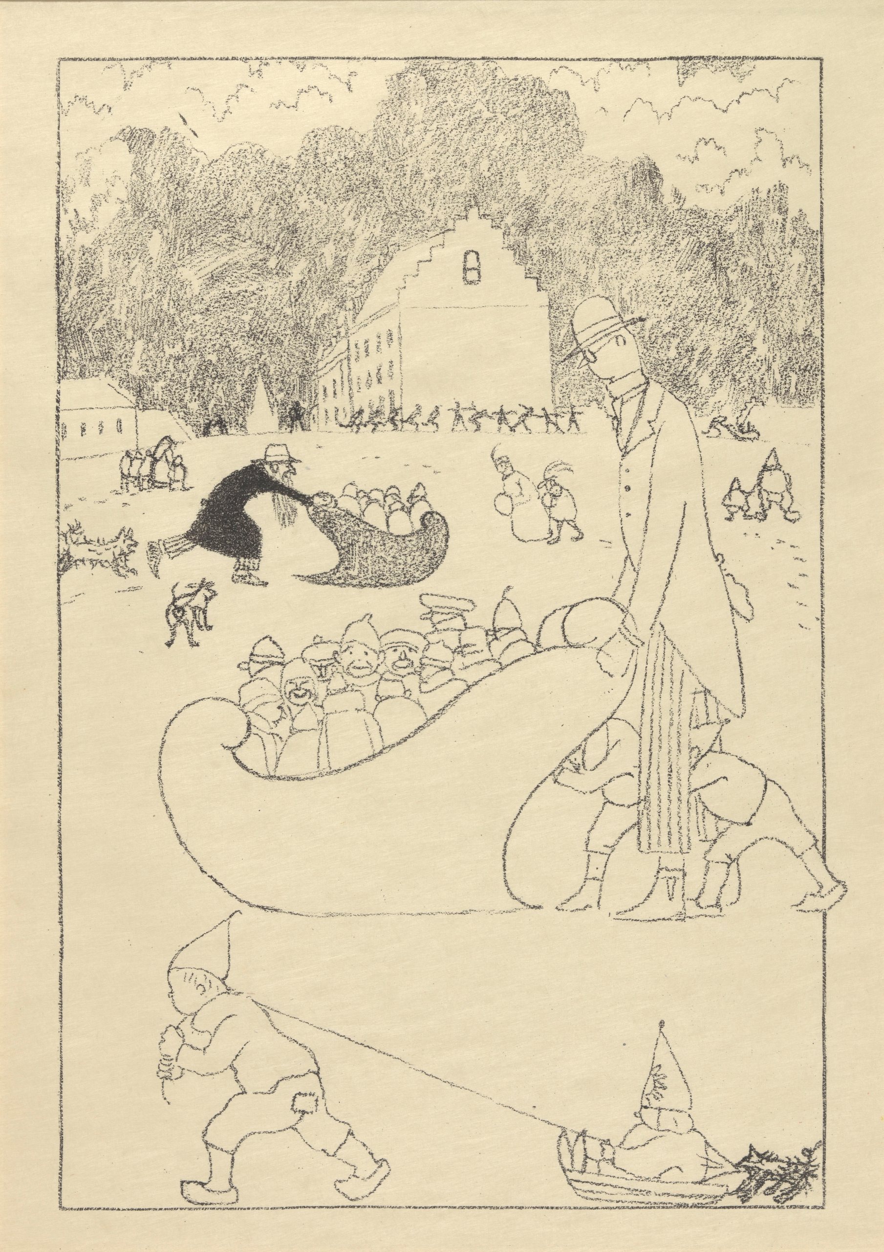 《滑雪橇的乐趣》（The pleasures of sledding）｜莱昂·斯皮里亚特 Léon Spilliaert｜1918