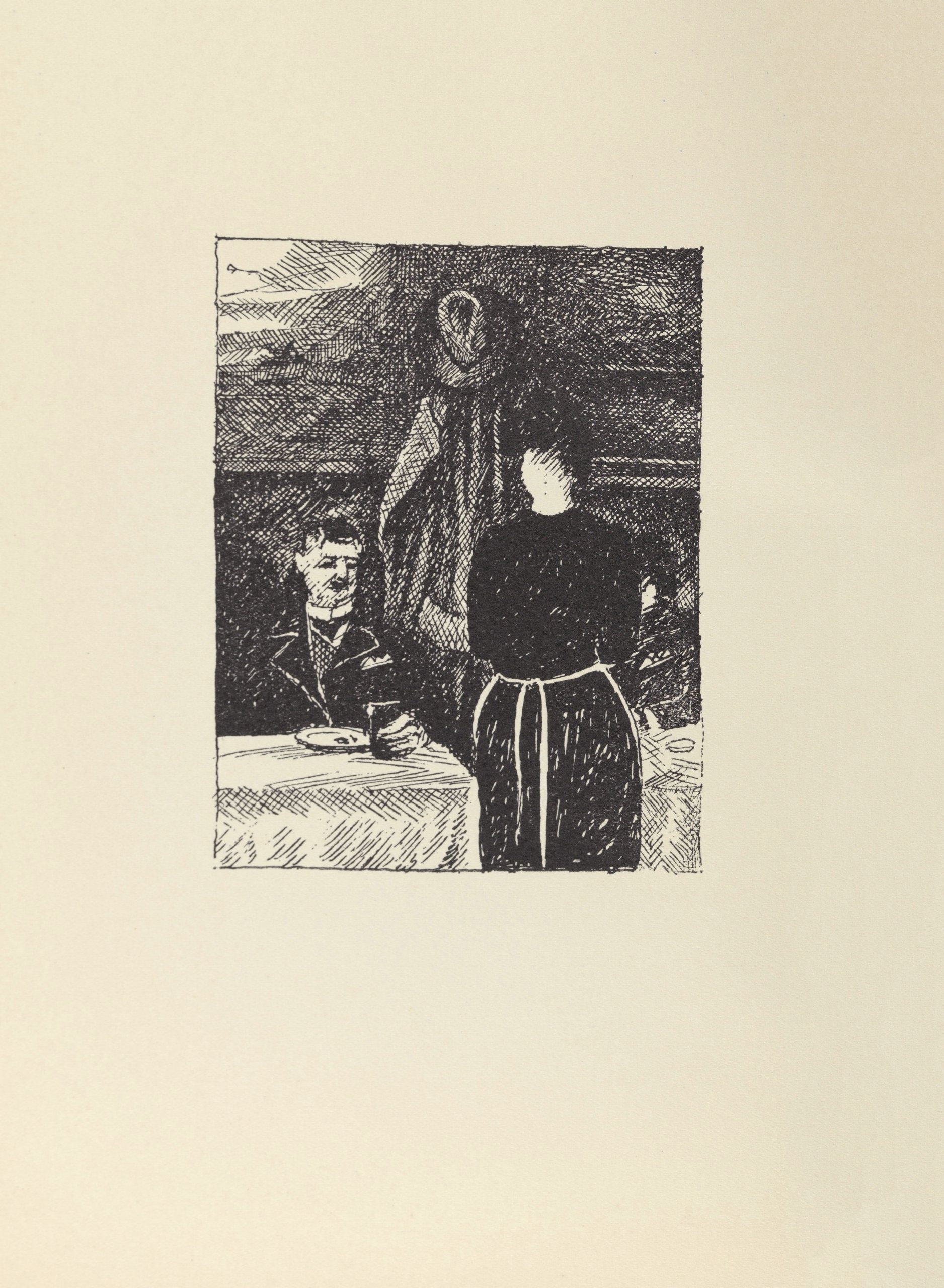 《拿镜子的仆人 pl.2》（The servant with the mirror pl.2）｜莱昂·斯皮里亚特 Léon Spilliaert｜1941
