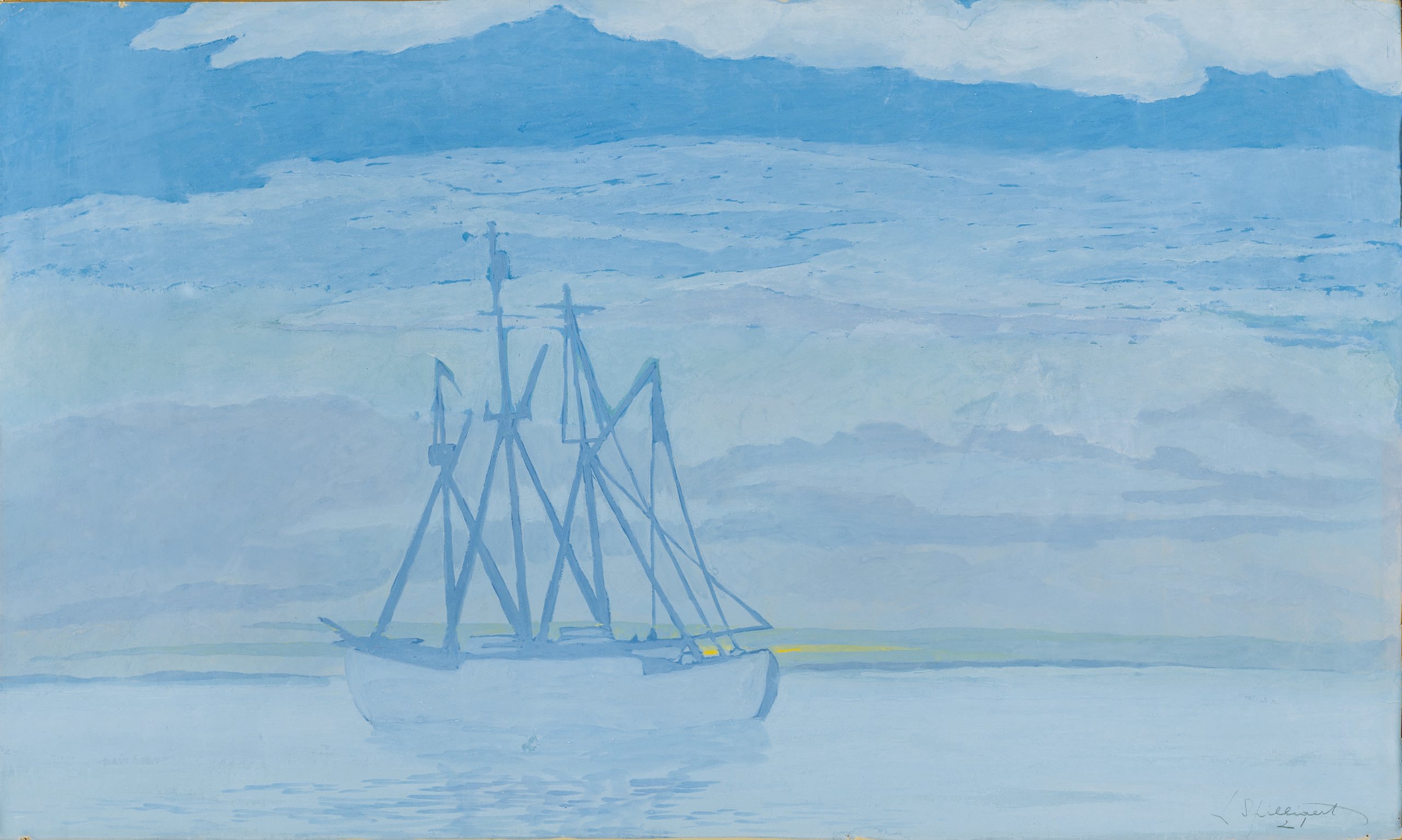 《海上的拖网渔船》（Trawler on the sea）｜莱昂·斯皮里亚特 Léon Spilliaert｜1921