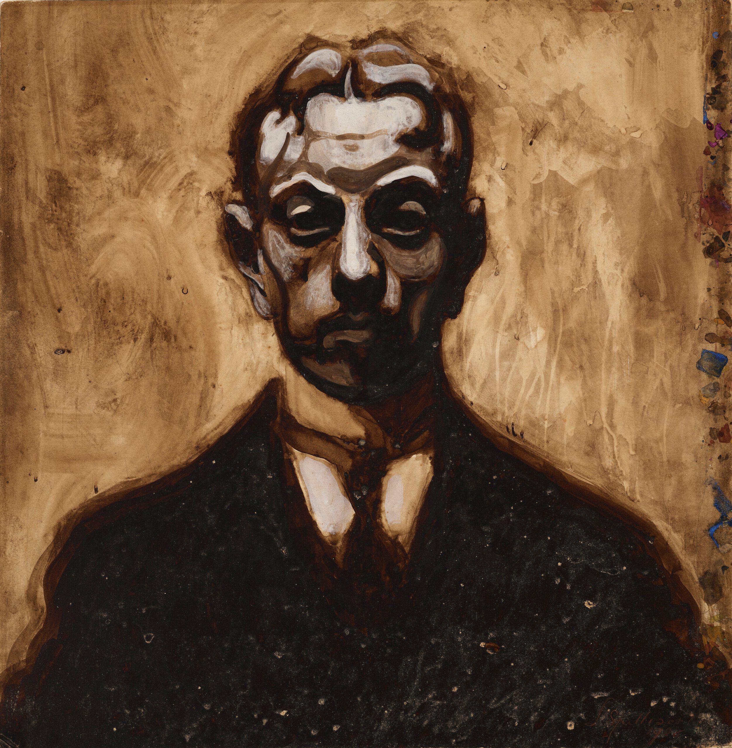 《自画像》（Self-portrait）｜莱昂·斯皮里亚特 Léon Spilliaert｜不明