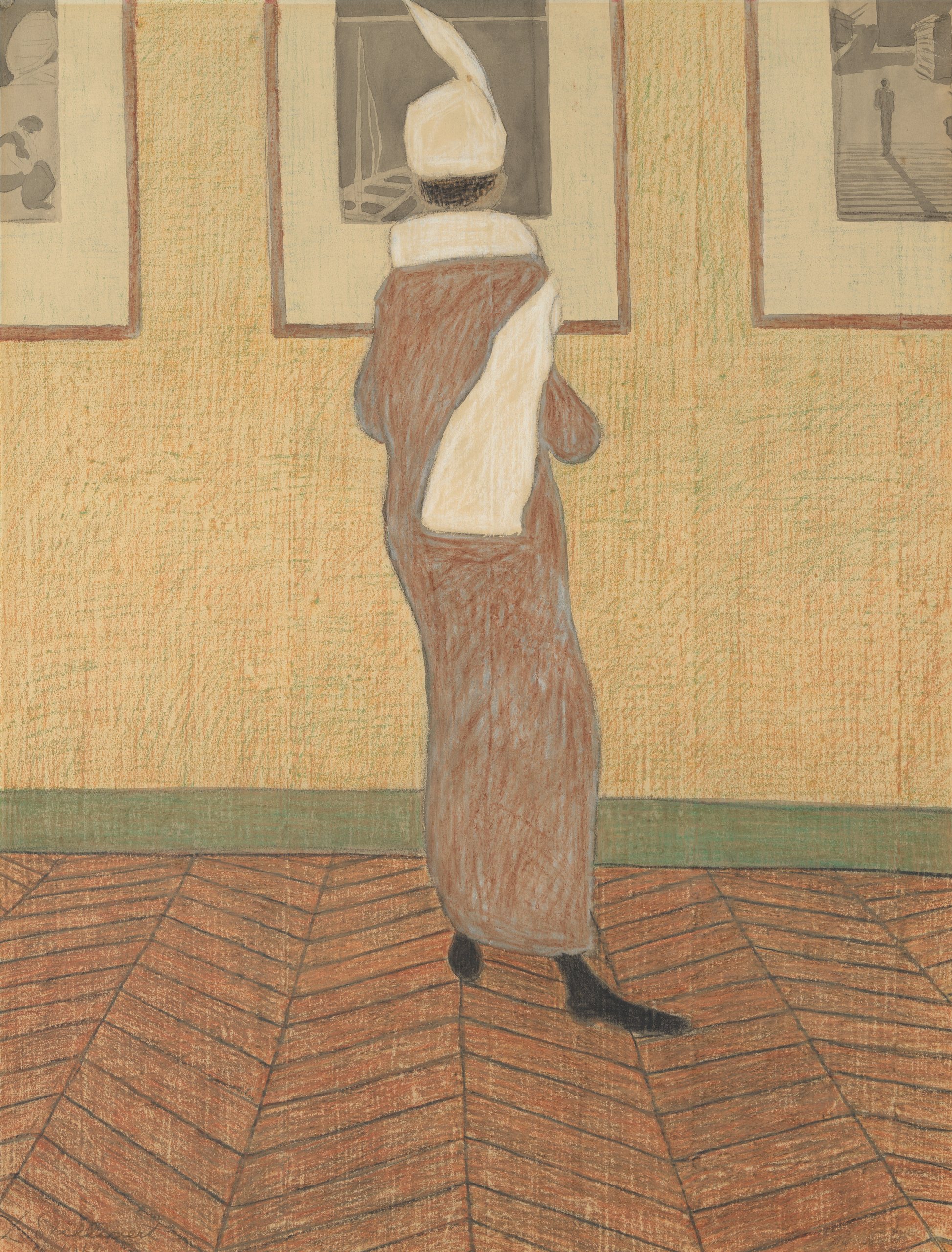 《展览中的女士》（Lady in exhibition）｜莱昂·斯皮里亚特 Léon Spilliaert｜1912