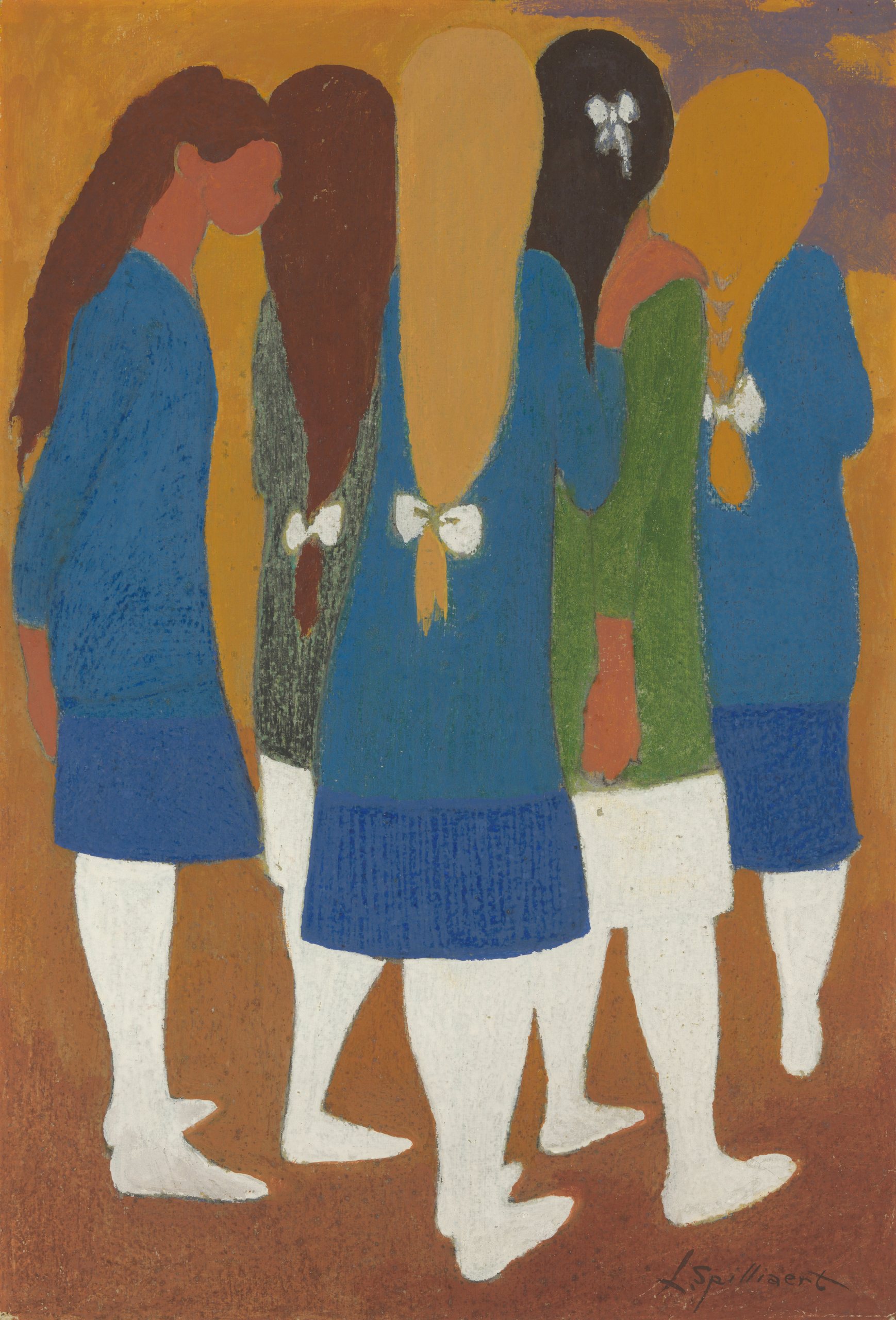 《白丝袜女生》（Girls with white stockings）｜莱昂·斯皮里亚特 Léon Spilliaert｜1912