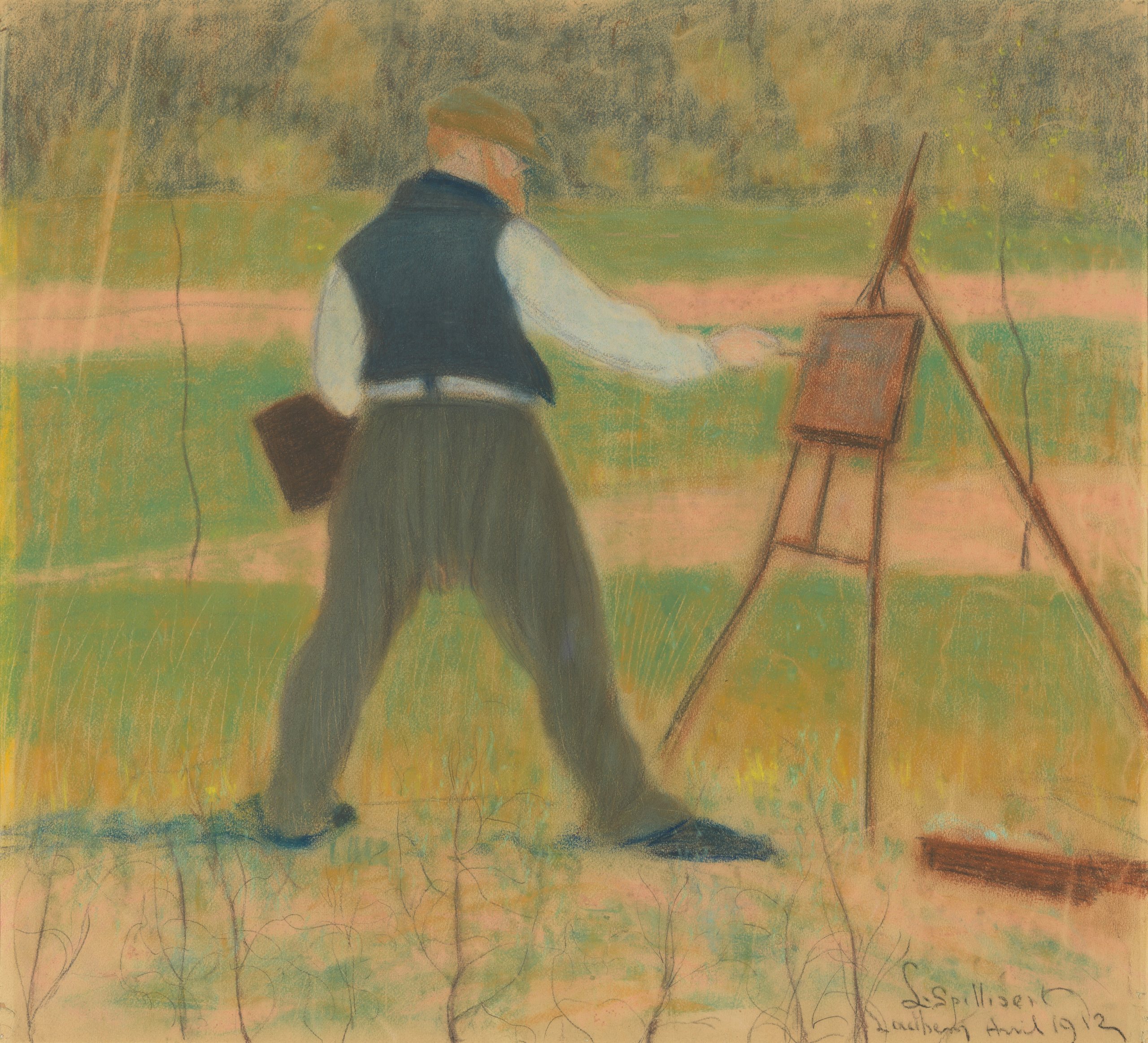 《佩尔梅克在国内作画》（Permeke painting in the country）｜莱昂·斯皮里亚特 Léon Spilliaert｜1912