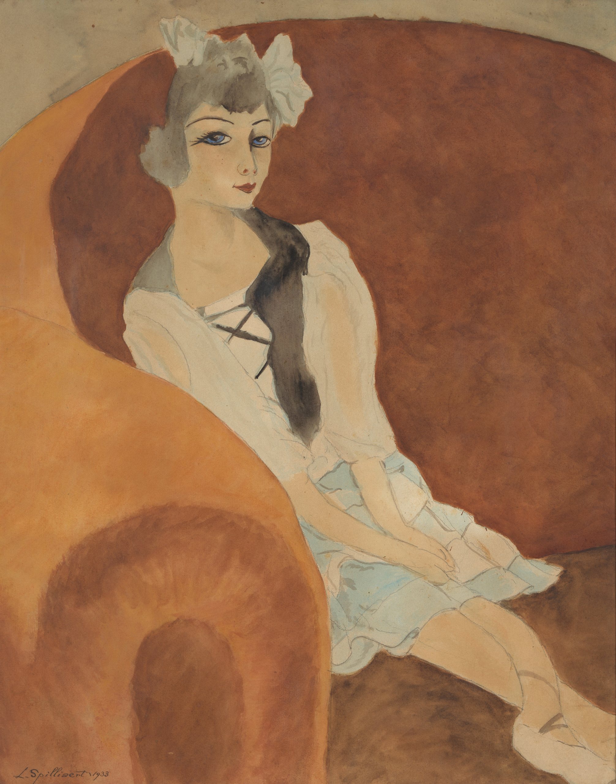 《座位上的娃娃》（Doll in seat）｜莱昂·斯皮里亚特 Léon Spilliaert｜1933