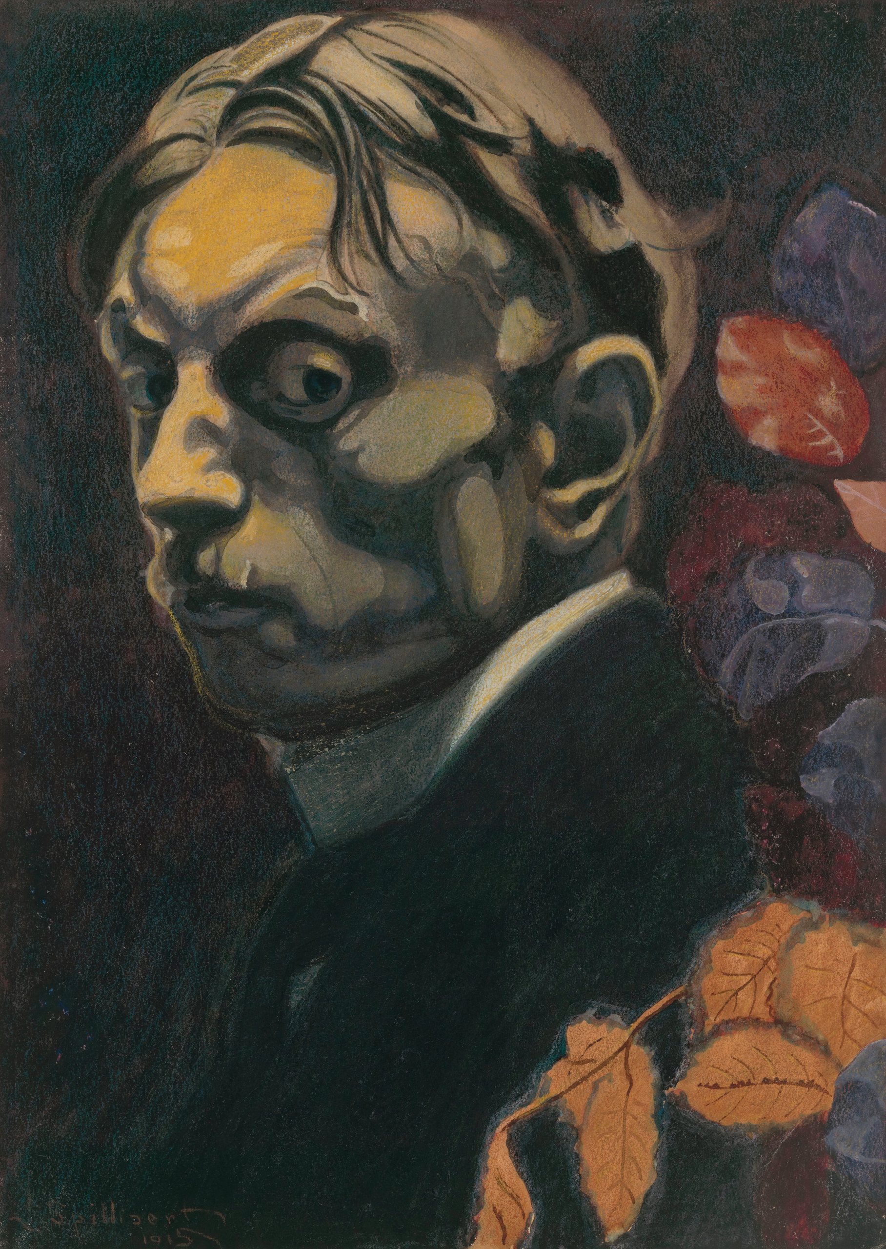 《自画像》（Self Portrait）｜莱昂·斯皮里亚特 Léon Spilliaert｜1915