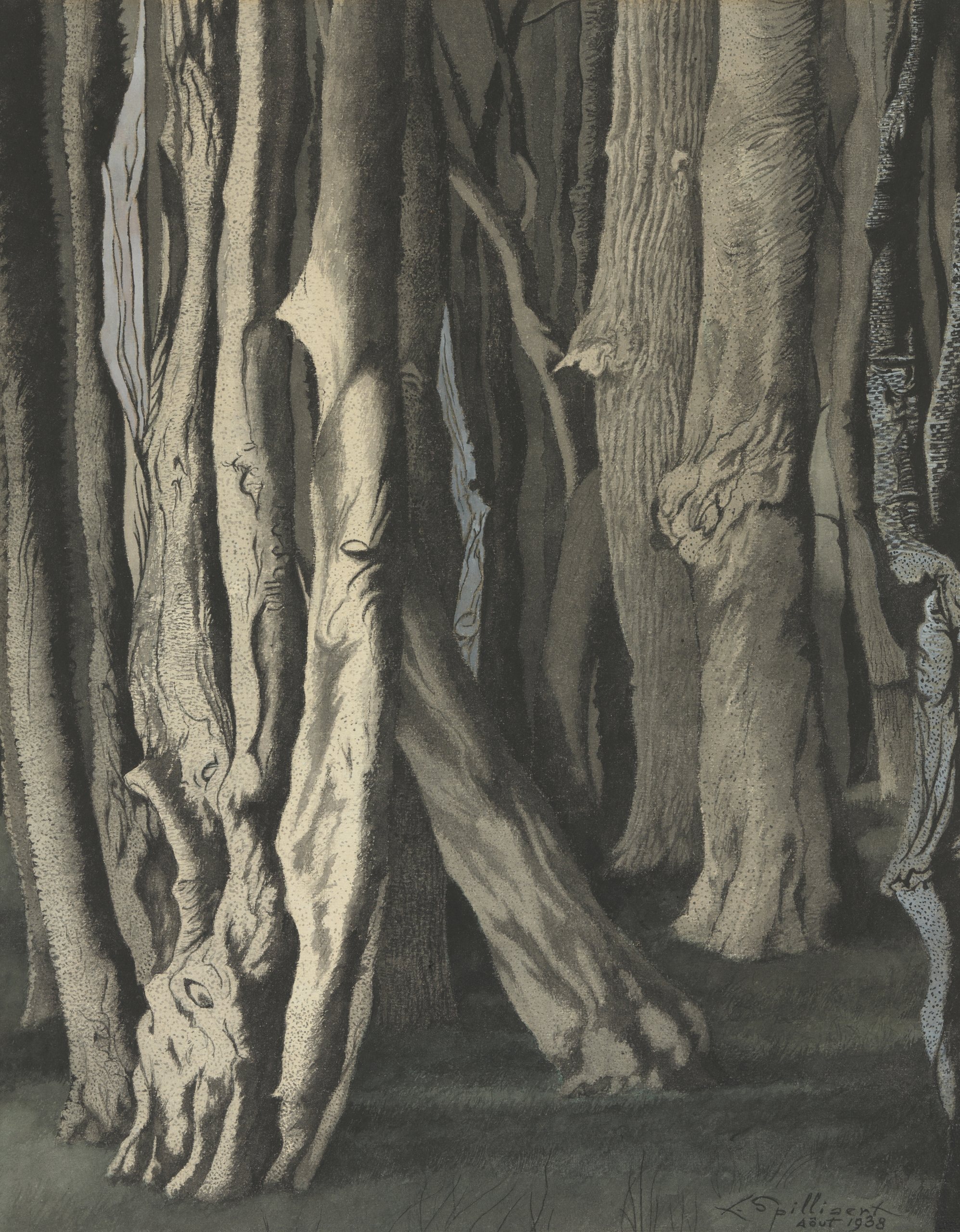 《多节的树干》（Knotty trunks）｜莱昂·斯皮里亚特 Léon Spilliaert｜1938