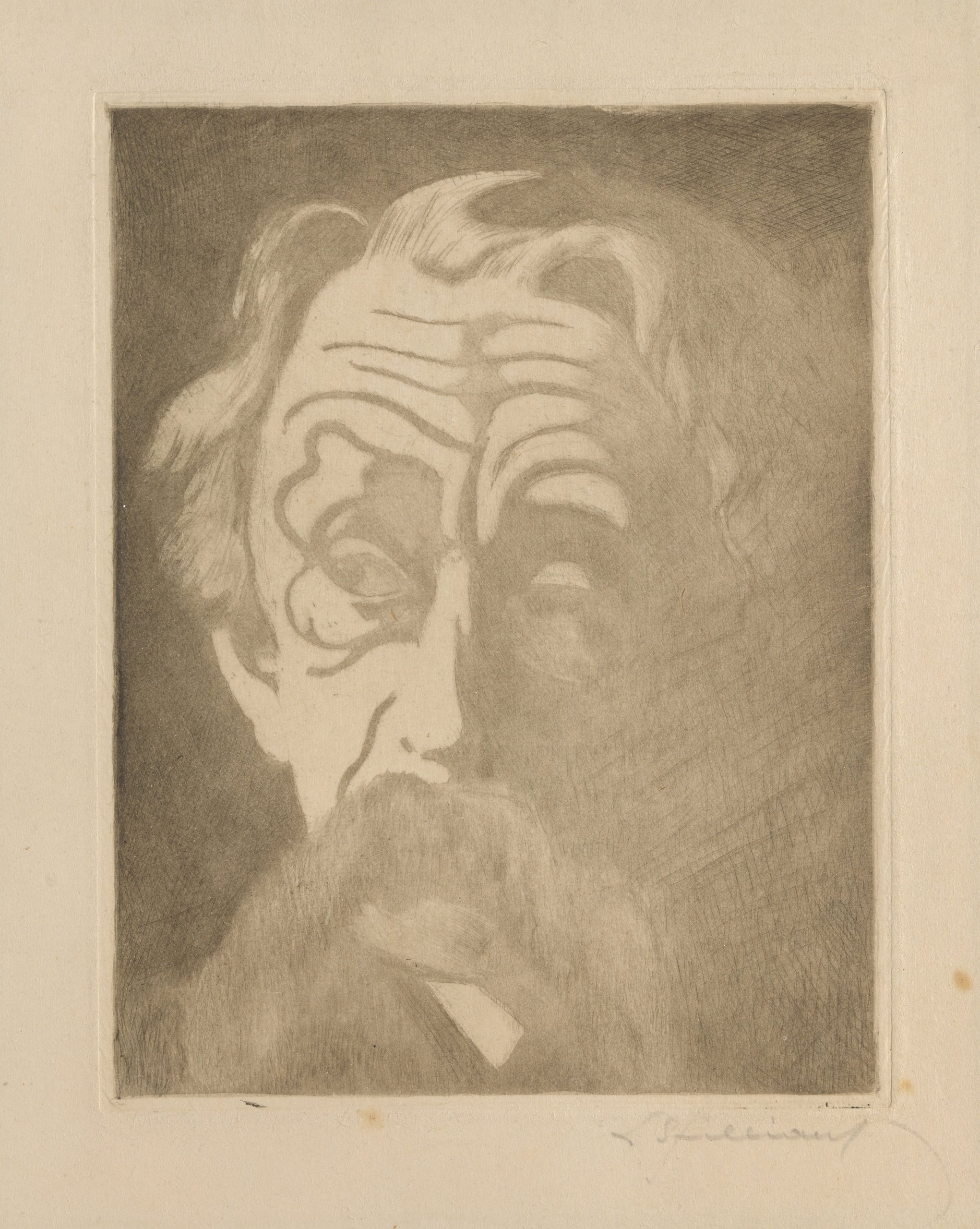 《埃米尔·维尔哈伦的肖像》（Portrait of Emile Verhaeren）｜莱昂·斯皮里亚特 Léon Spilliaert｜1908