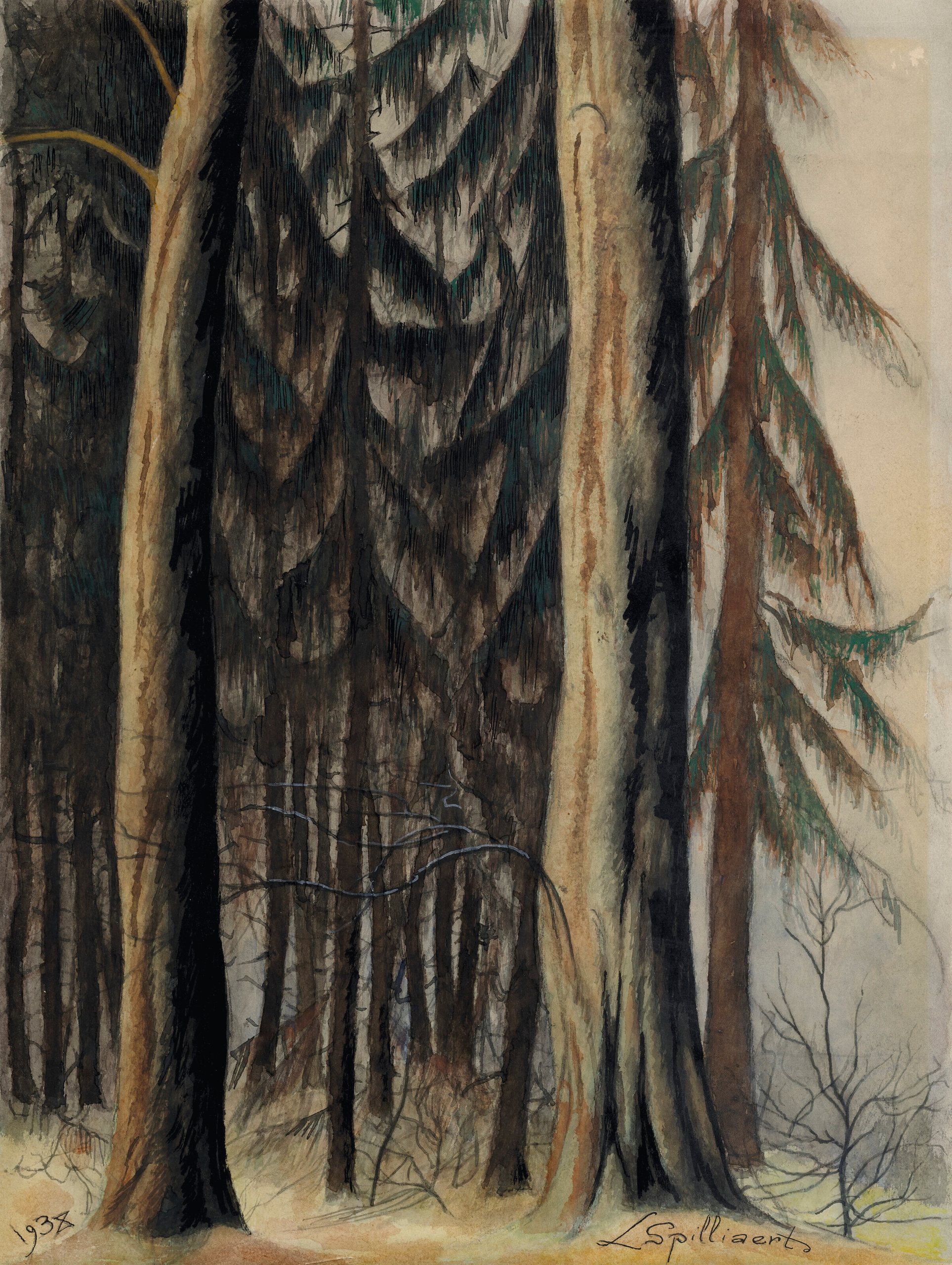 《冷杉林》（Fir forest）｜莱昂·斯皮里亚特 Léon Spilliaert｜1938