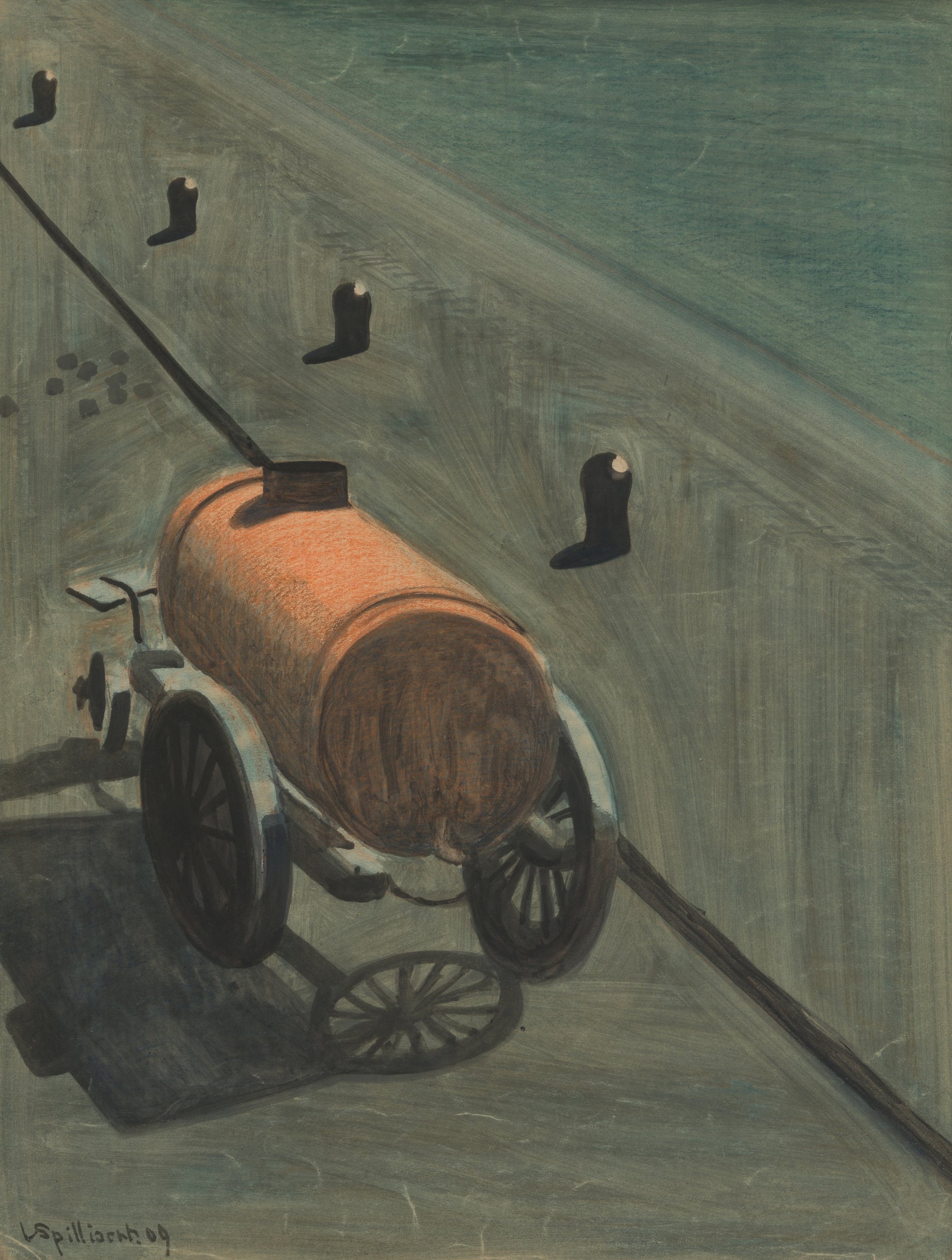 《水车》（The water cart）｜莱昂·斯皮里亚特 Léon Spilliaert｜1909