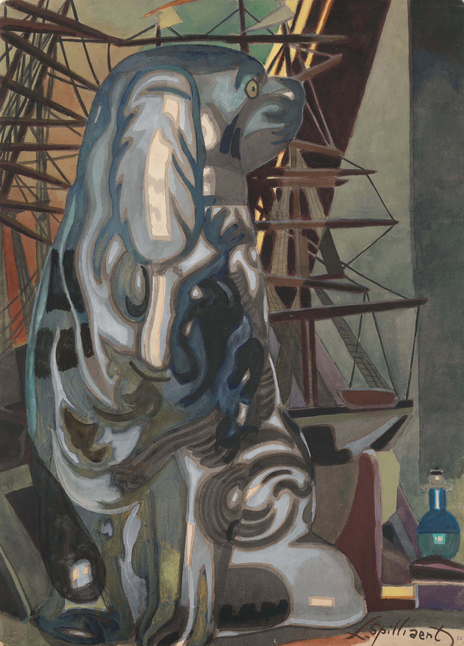 《瓷狗》（Porcelain Dog）｜莱昂·斯皮里亚特 Léon Spilliaert｜1922